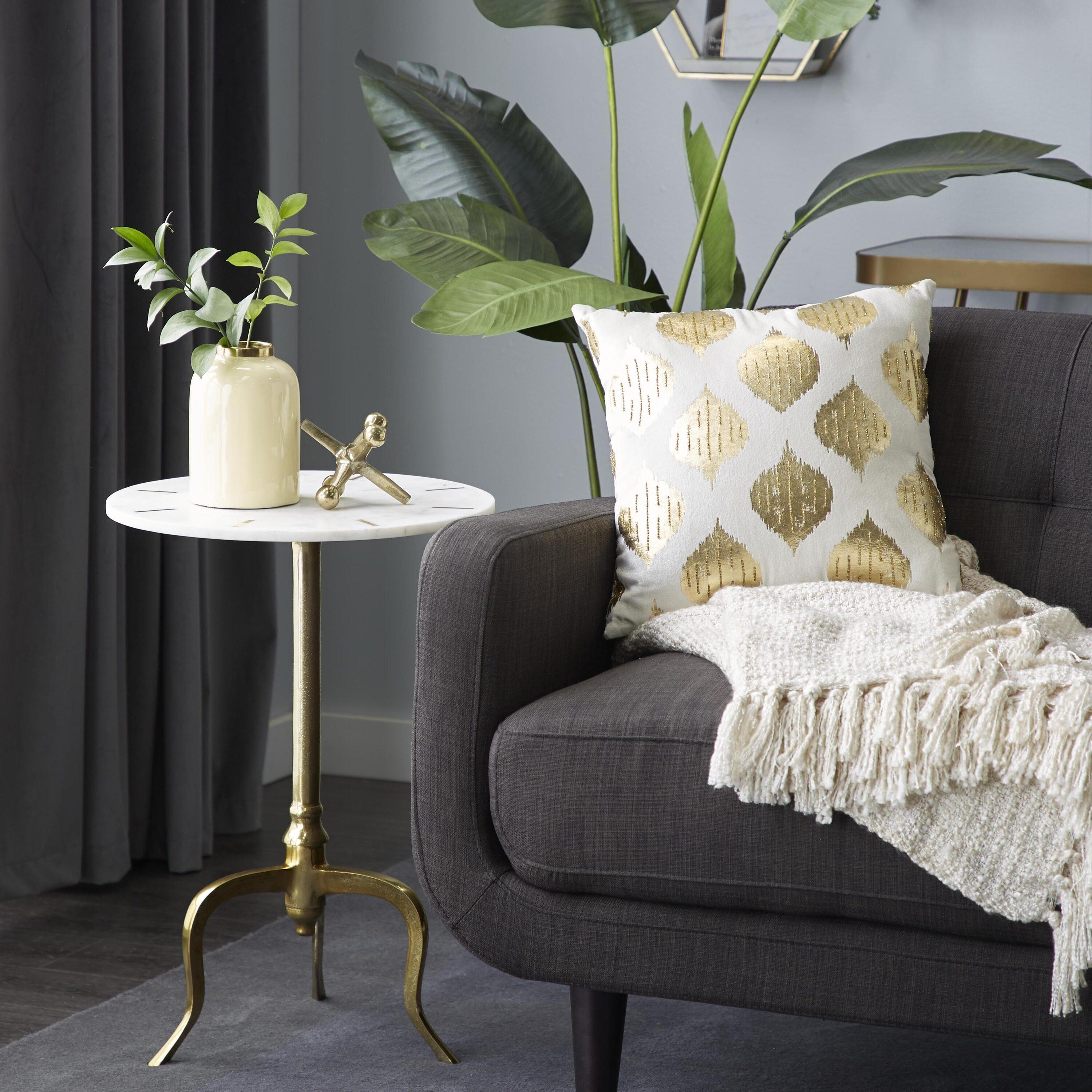 Olivia & May Contemporary Marble Accent Table White