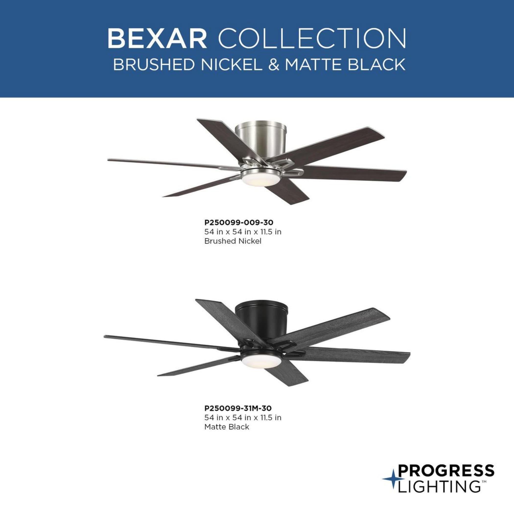 Progress Lighting - Bexar - 6 Blade Flush Mount Ceiling Fan with Light Kit-11.5