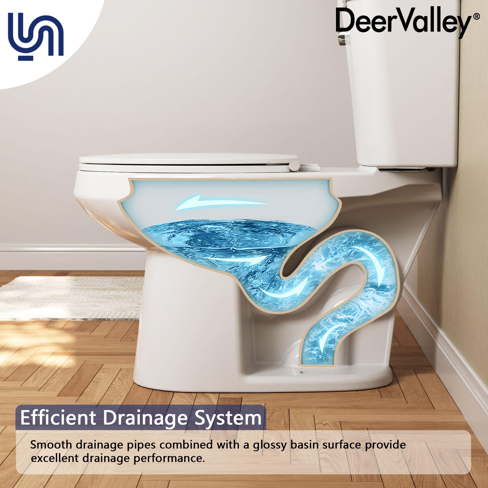 DeerValley Dynasty Elongated Toilet Two-Piece Toilets, ADA Height 17.5" Comfort Chair Height Toilet Bowl With Soft Close Seat