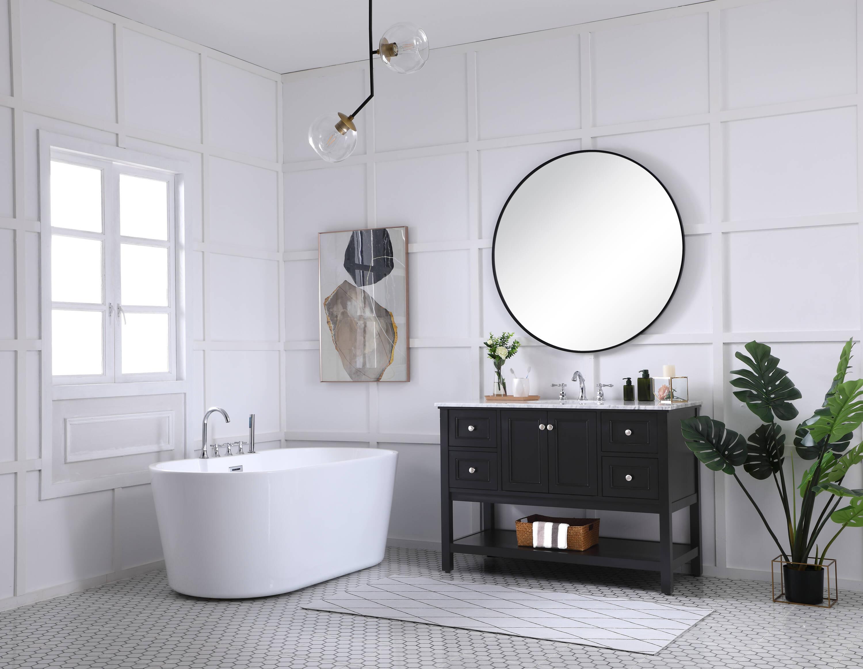 Elegant Decor Metropolis 48" Single Marble Top Bathroom Vanity in Black