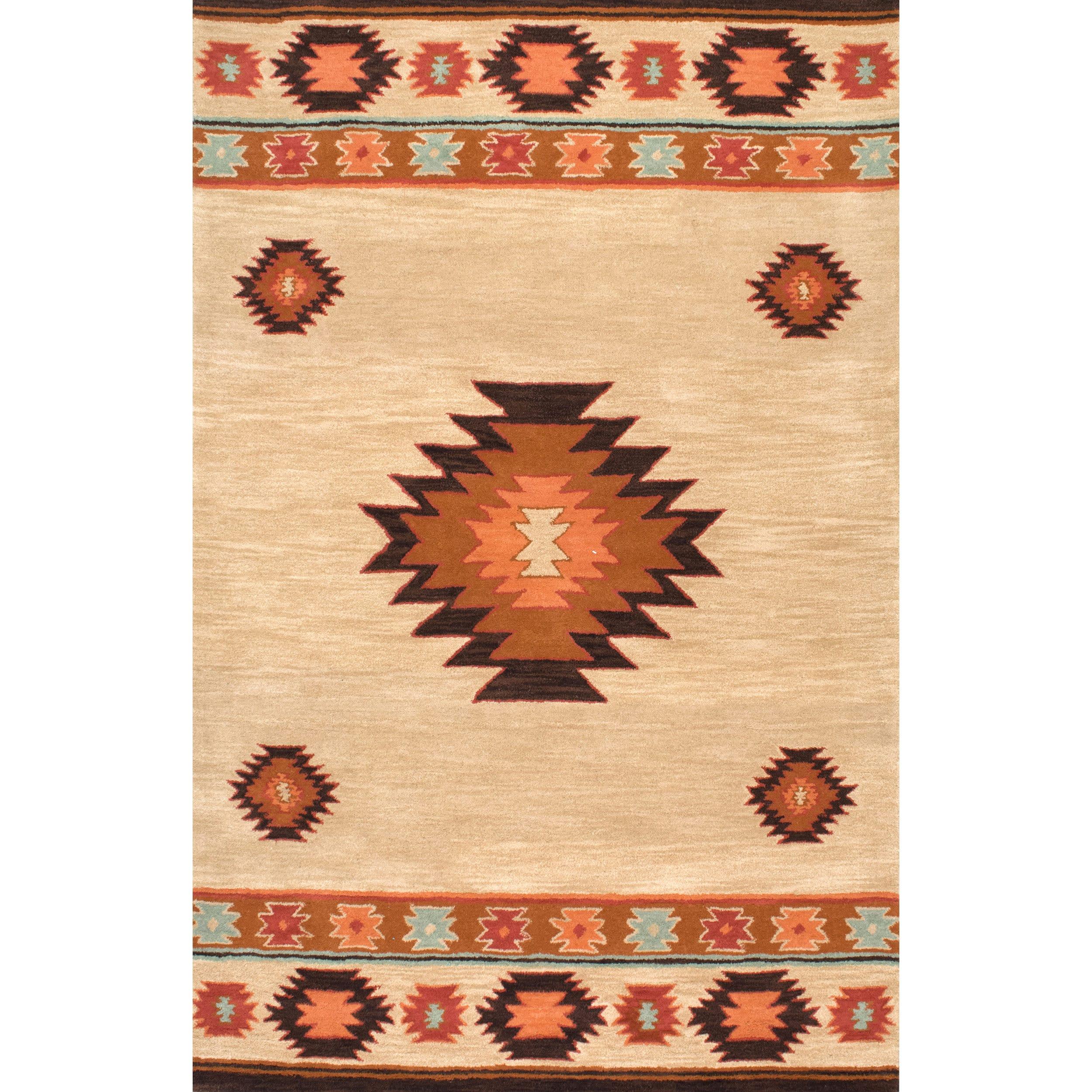 4'x6' Hand Tufted Shyla Area Rug Beige - nuLOOM: Wool, Bohemian Style, Medium Pile, Indoor Use
