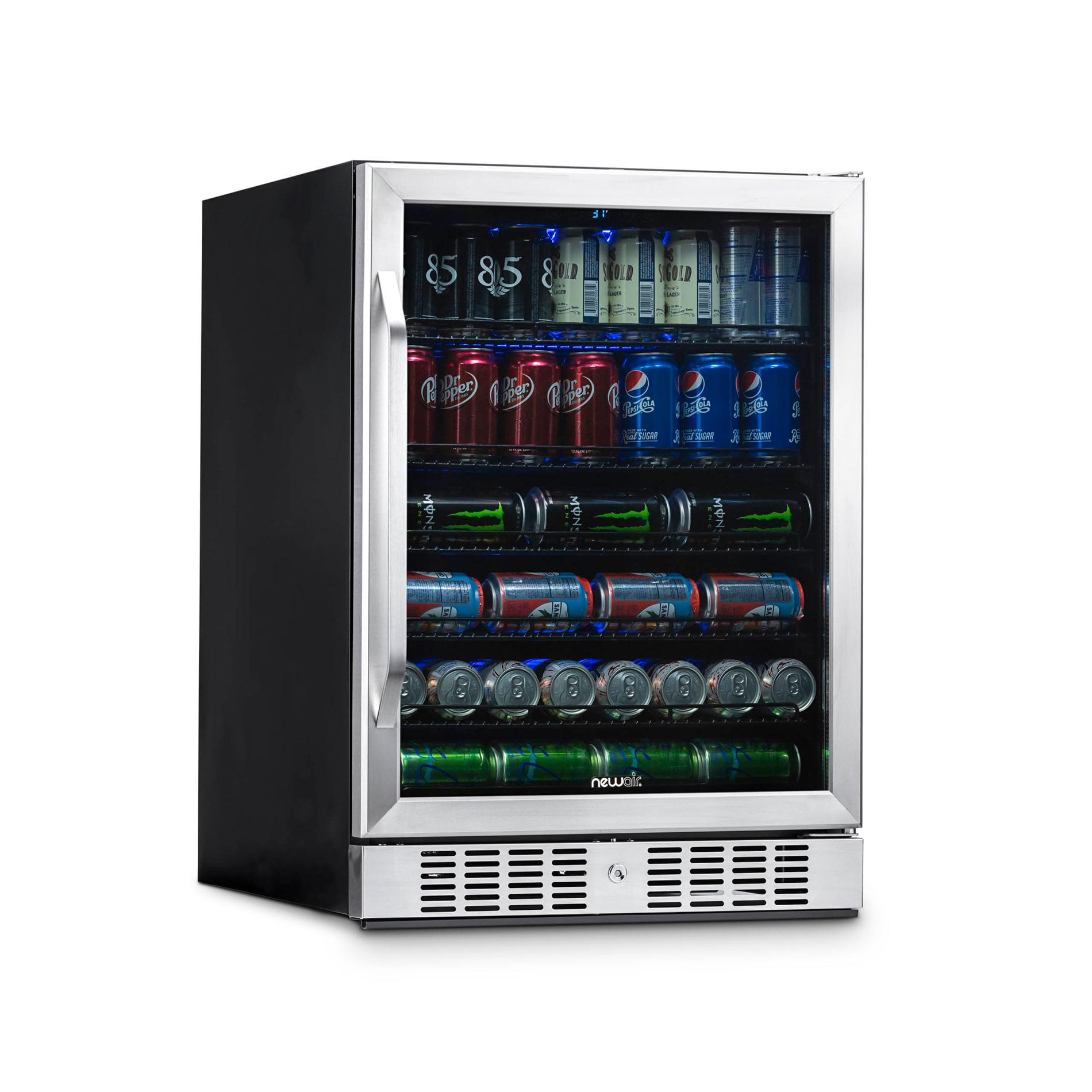 Newair 24” Built-in 177 Can Beverage Fridge in Stainless Steel with Precision Temperature Controls and Adjustable Shelves