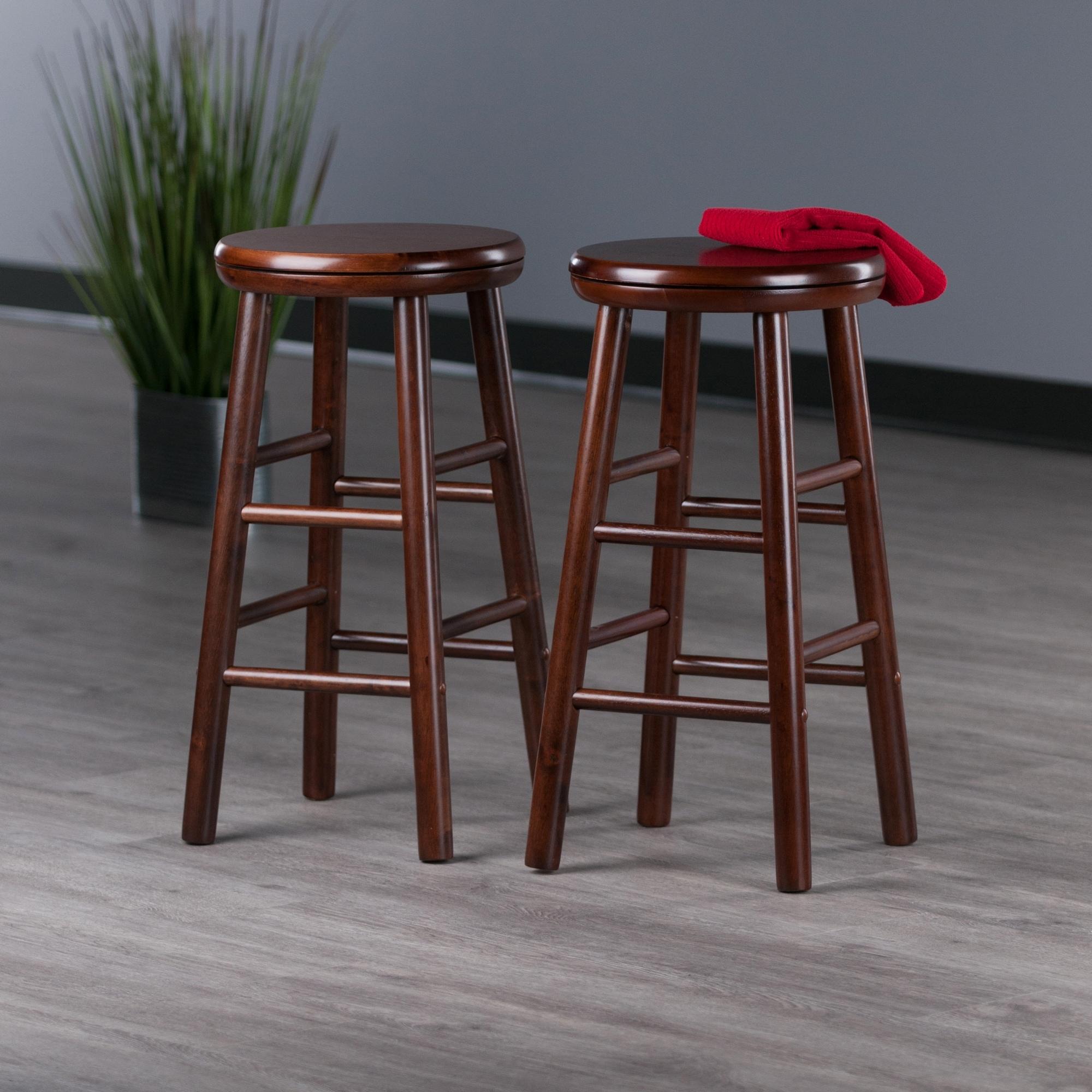 25.31" 2pc Shelby Swivel Seat Counter Height Barstools Walnut - Winsome