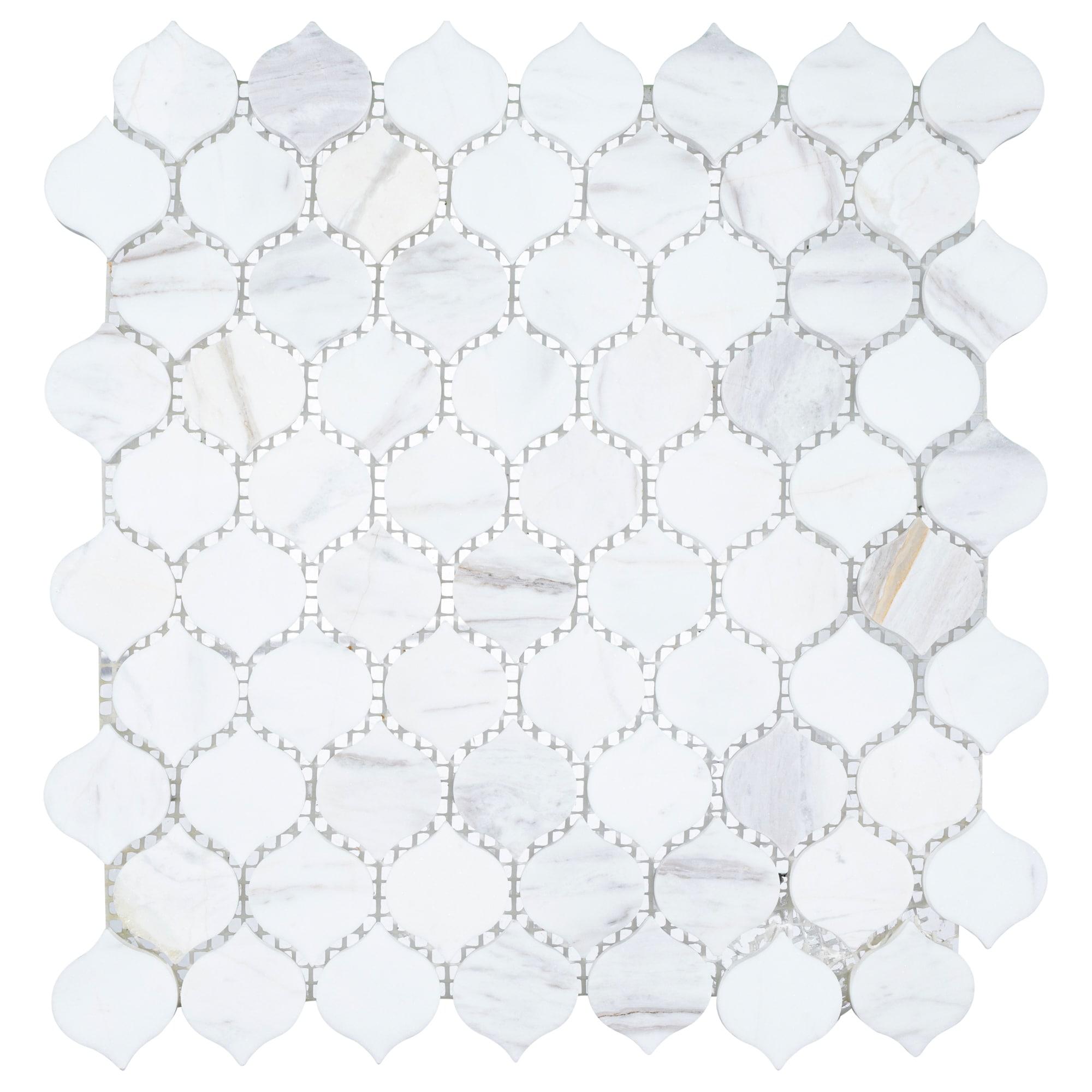 Dayberry 1.5" Marble Arabesque Mosaic Kitchen Backsplash, Bathroom, Shower, Pool, Wall and Floor Tile