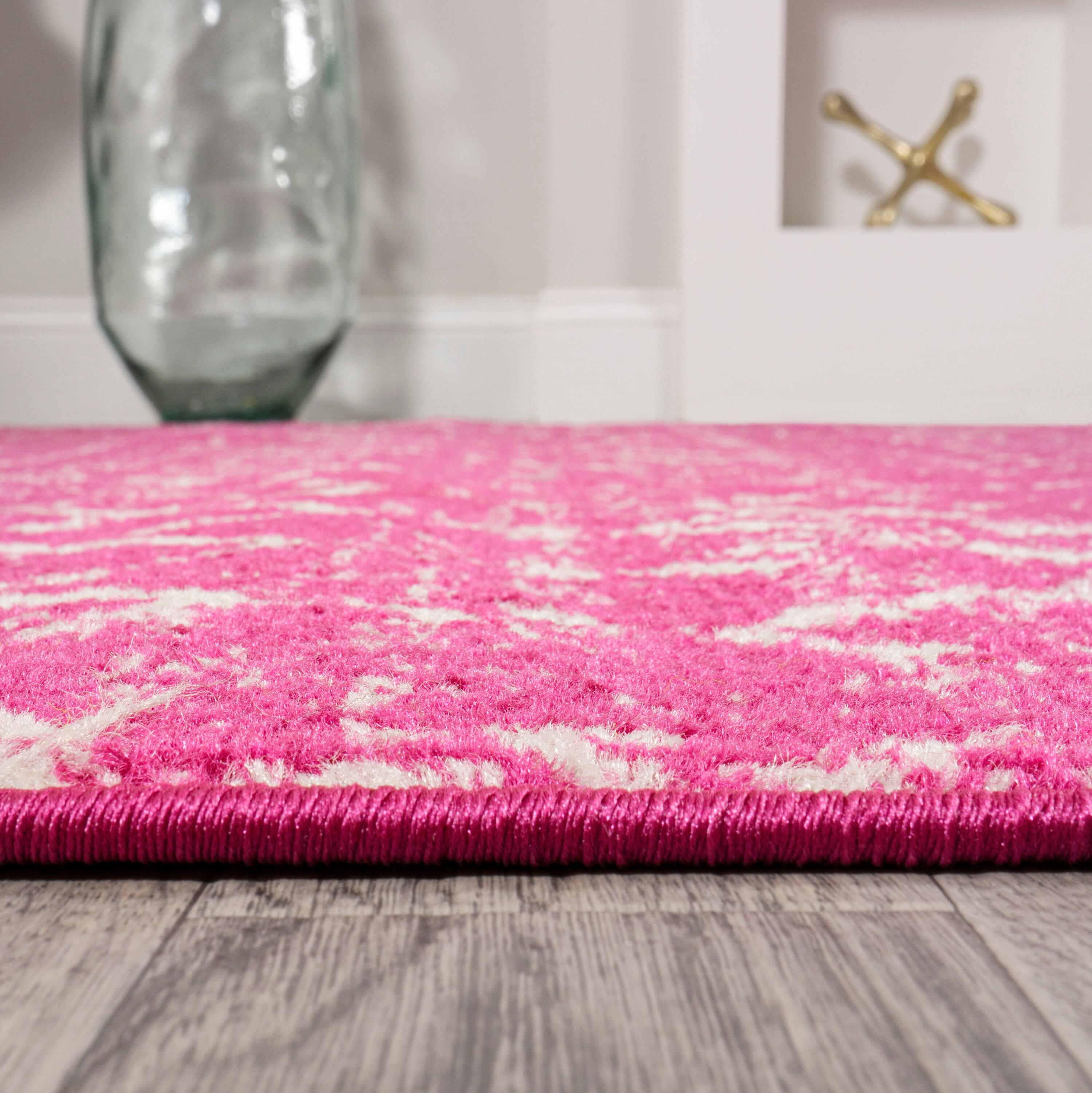 8' x 10' Moroccan HYPE Boho Vintage Diamond Area Rug, Fuchsia/Ivory - JONATHAN Y