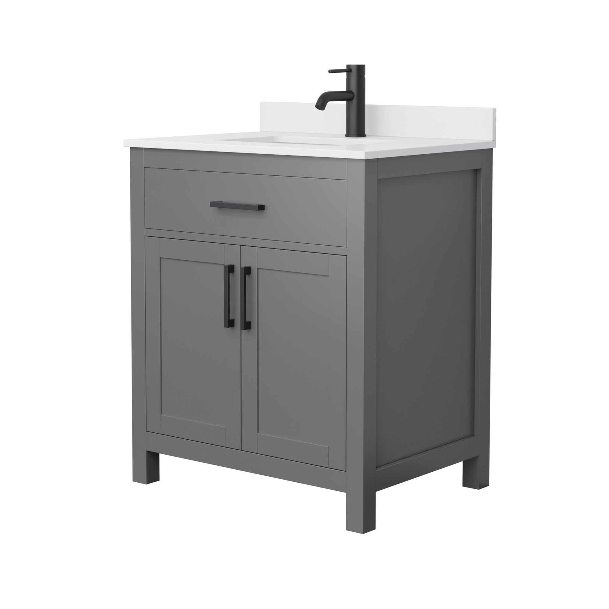 Wyndham Collection Beckett 30" Freestanding Single Bathroom Vanity with Cultured Marble Top