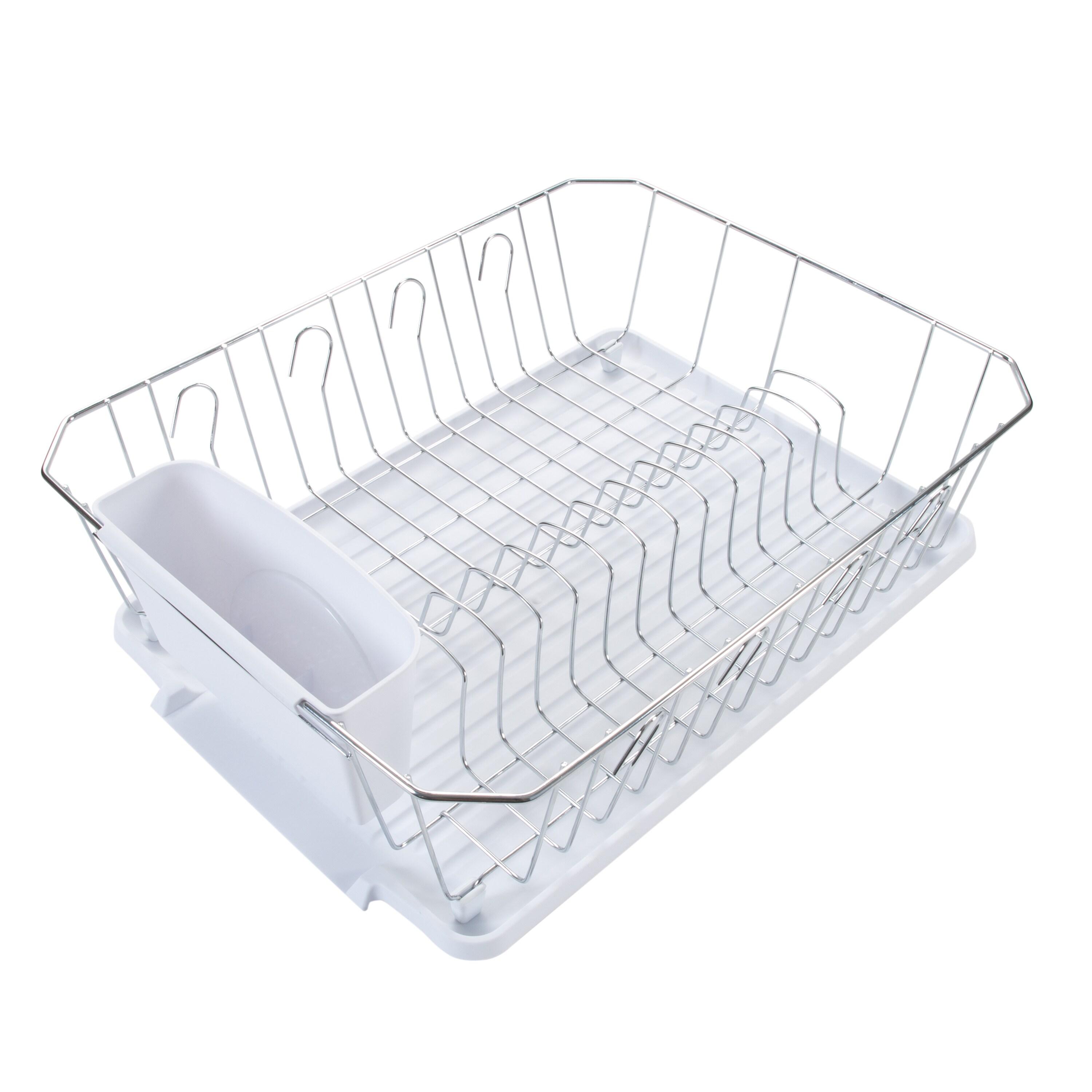 Kitchen Details Chrome 3 Piece Set Dish Rack in White