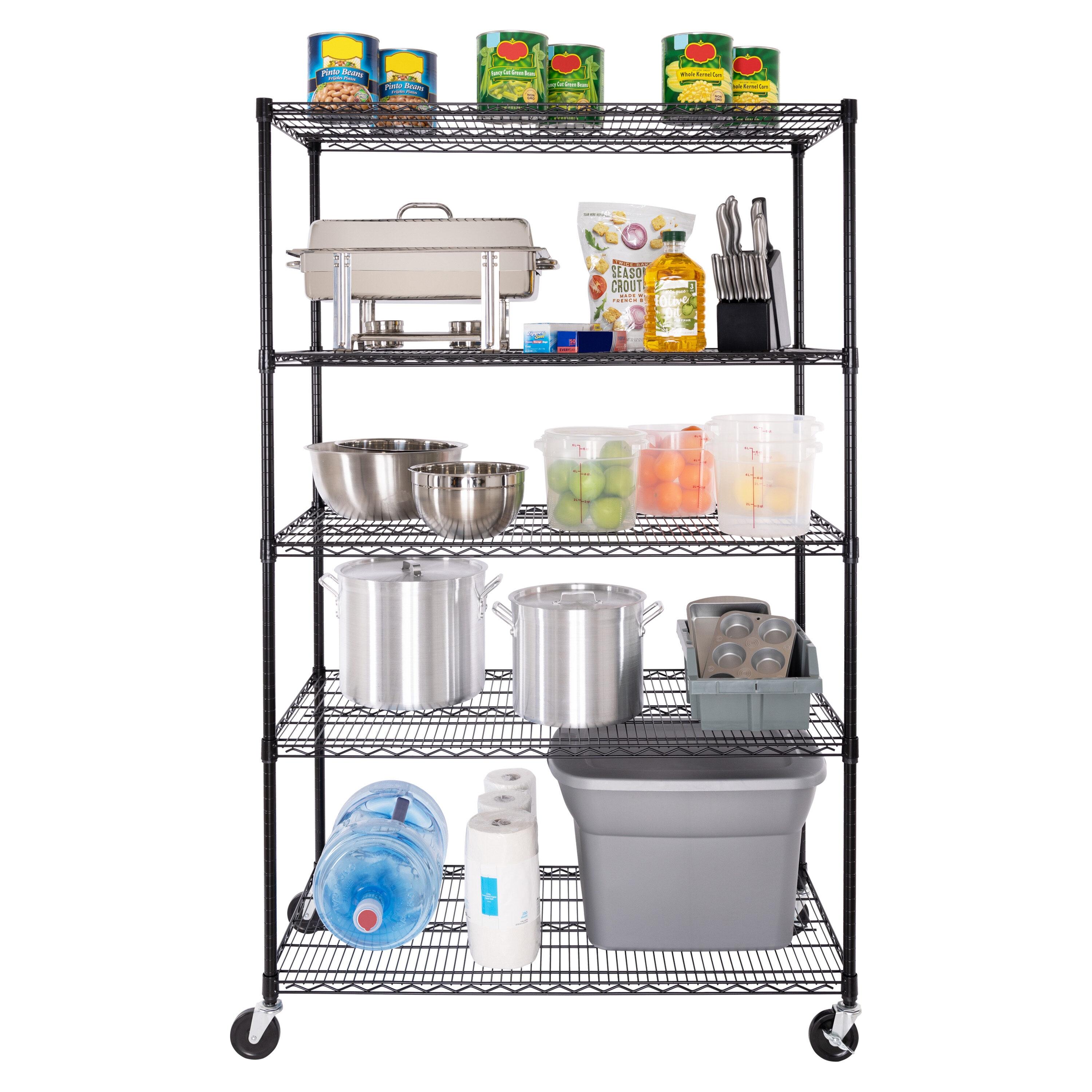 UltraDurable 24" D 5-Tier NSF-Certified Steel Shelving with Wheels