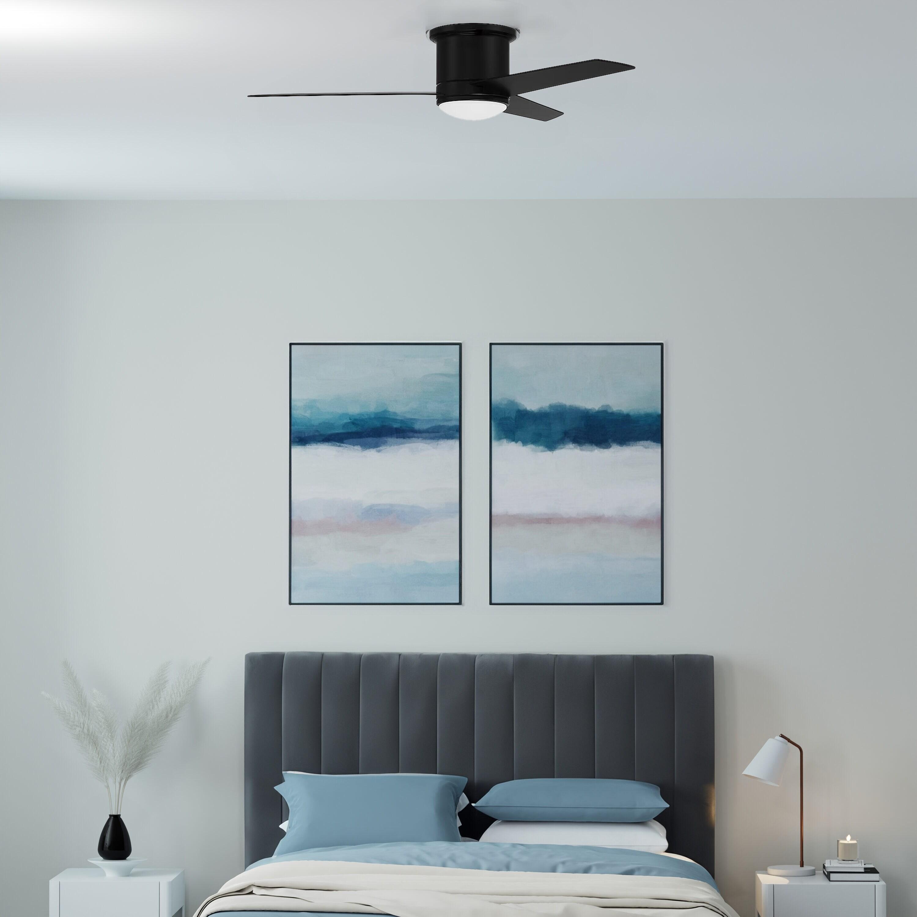 Cole 52" Flat Black Modern Ceiling Fan with LED Light and Remote