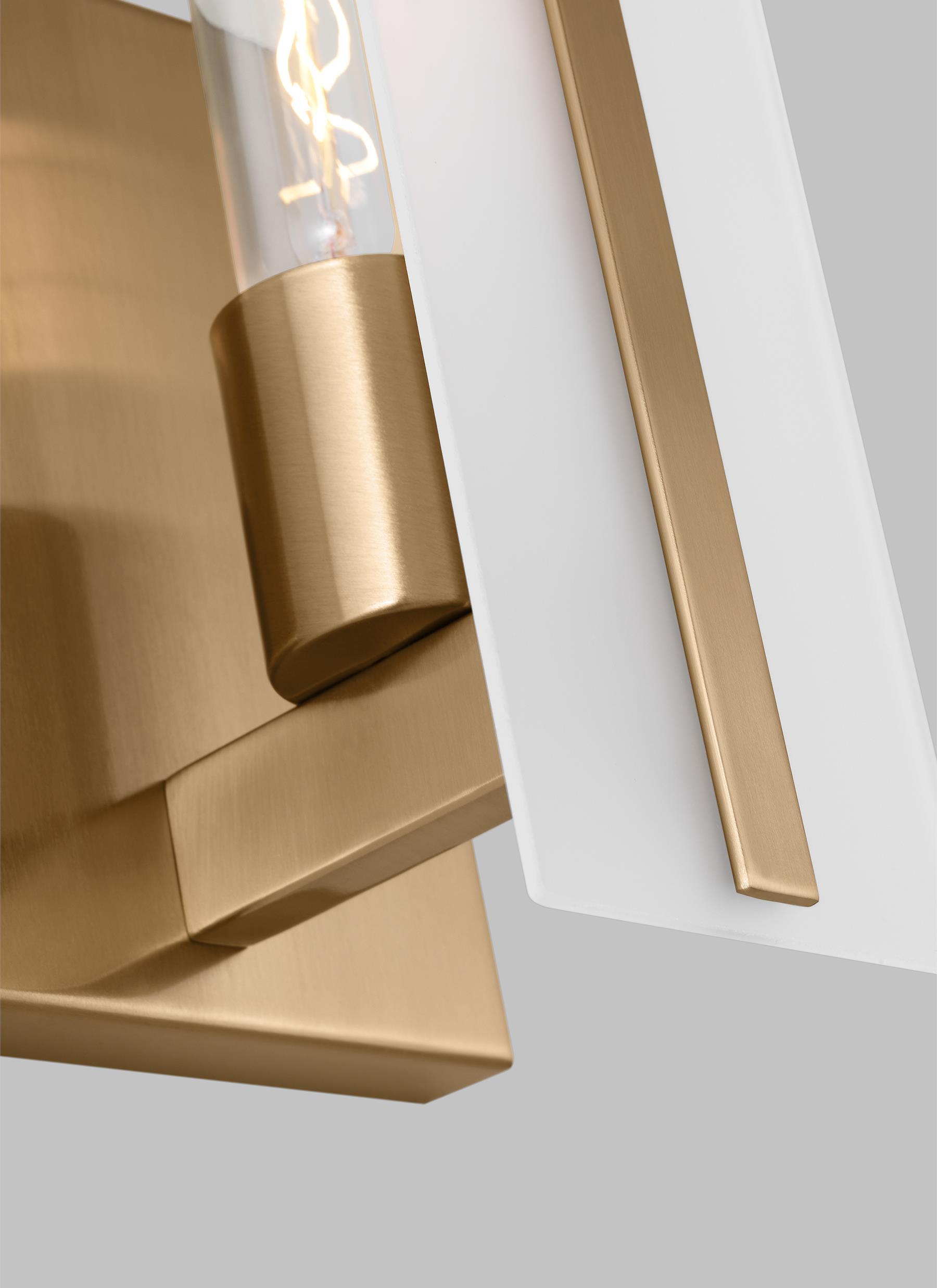 Satin Brass One-Light Vanity Sconce with Etched Glass