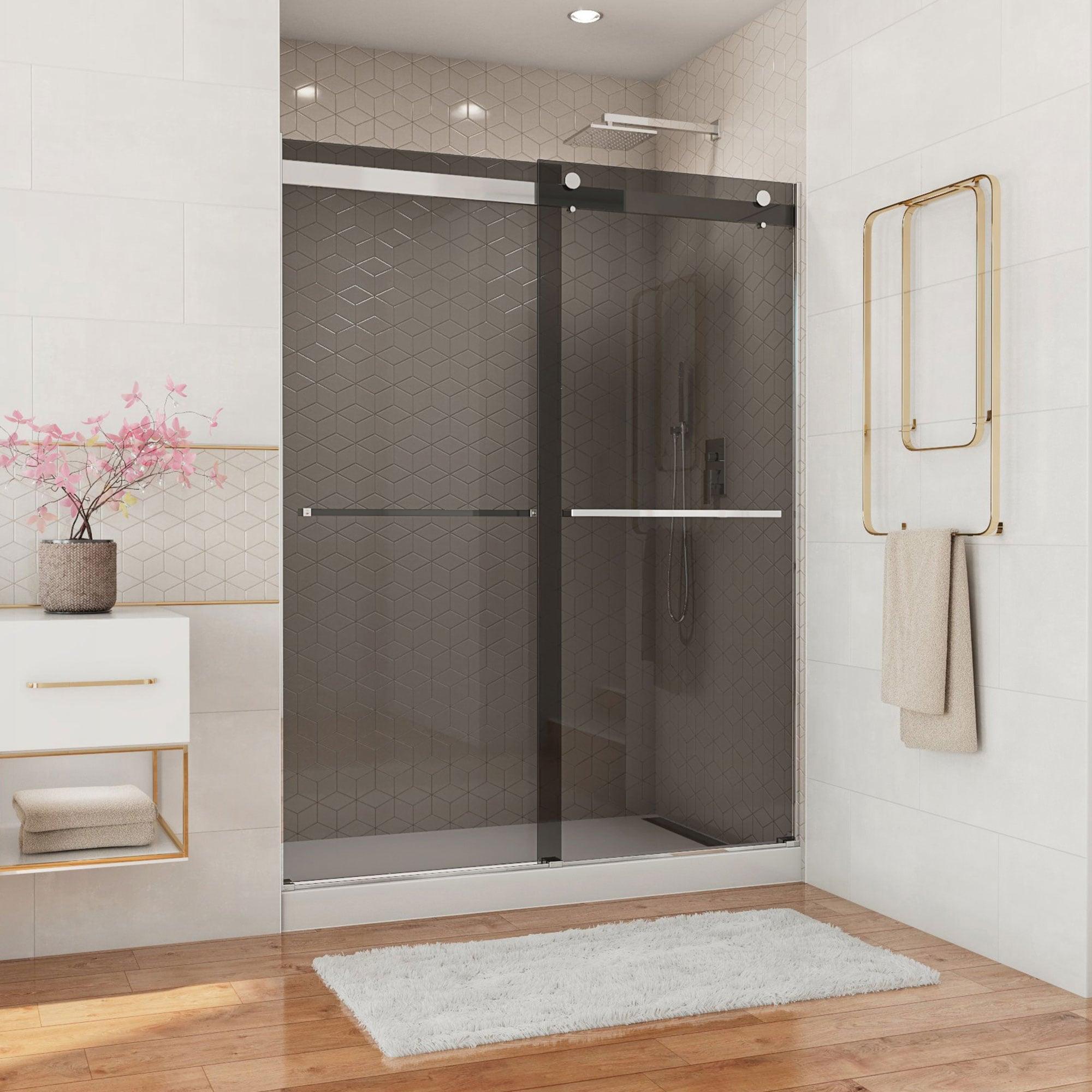 56" - 60" W x 76" H Reversible Frameless Shower Door with ClearMax Technology