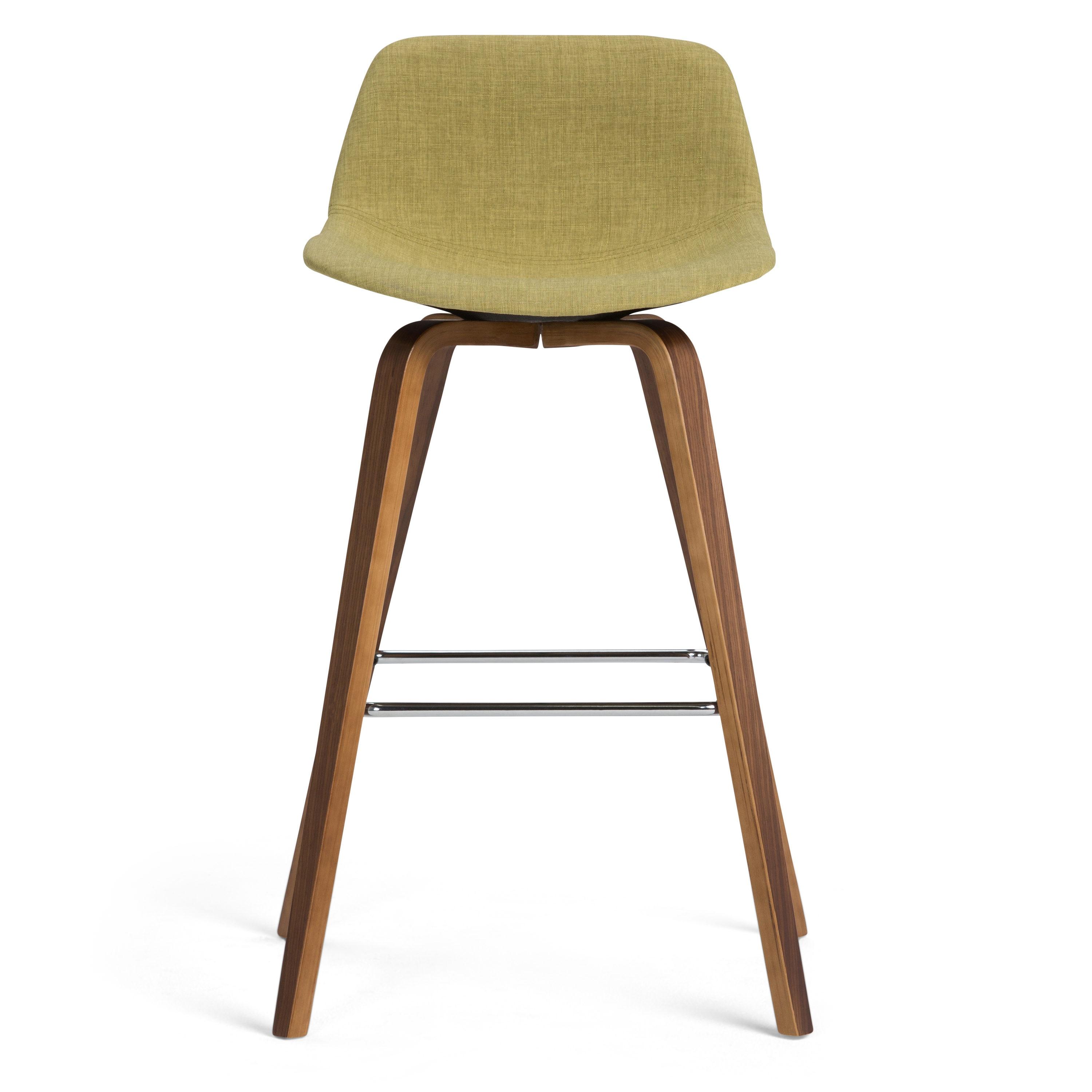 Simpli Home Randolph Mid Century Modern 28 inch Bentwood Counter/ Bar Height Stool (Set of 2) in Acid Green Linen Look Fabric