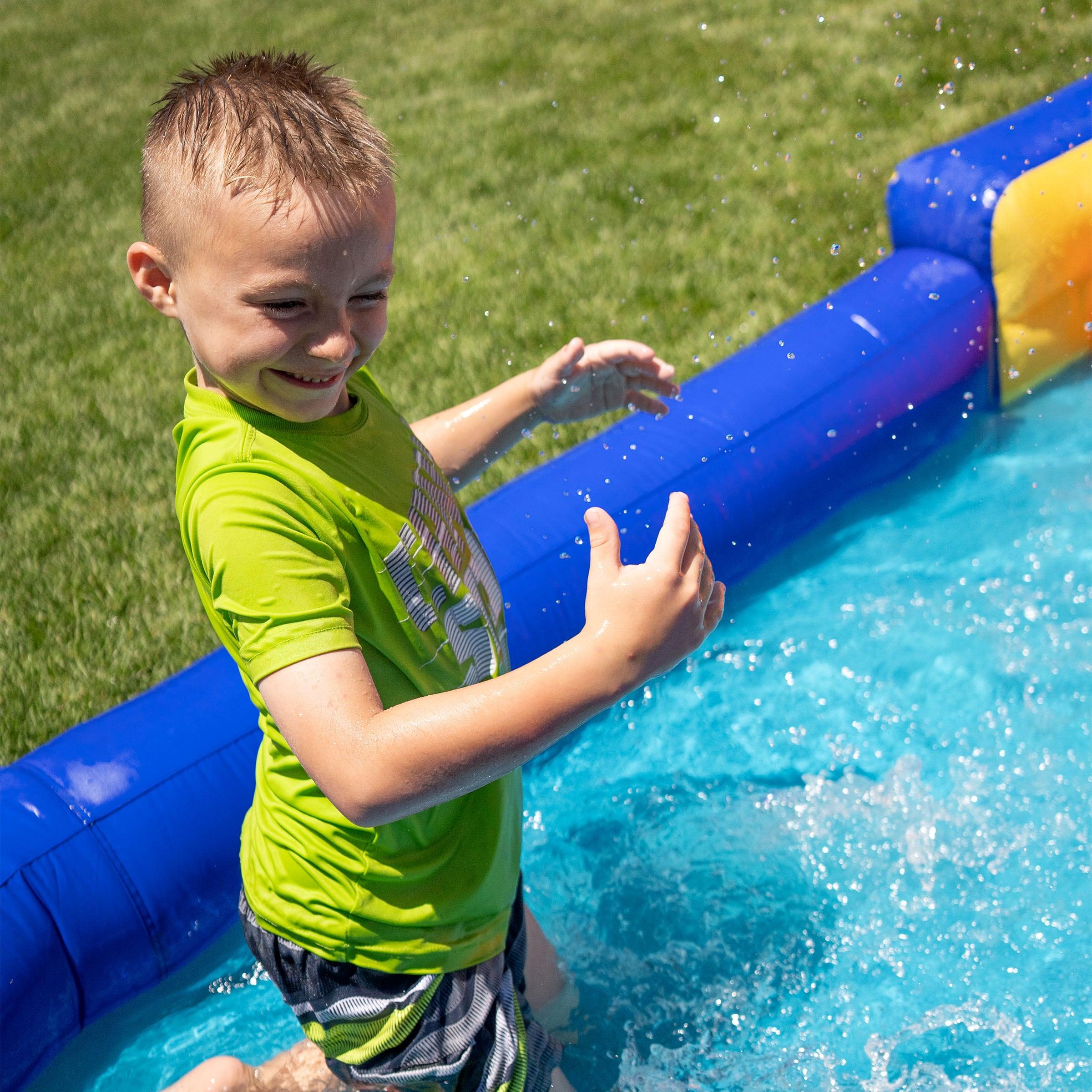 Sportspower™ Big Wave II Inflatable Water Slide with Climbing Wall & Splash Pool, Ages 3-8, Heavy Duty, ASTM Certified, Lifetime Warranty on Included Blower