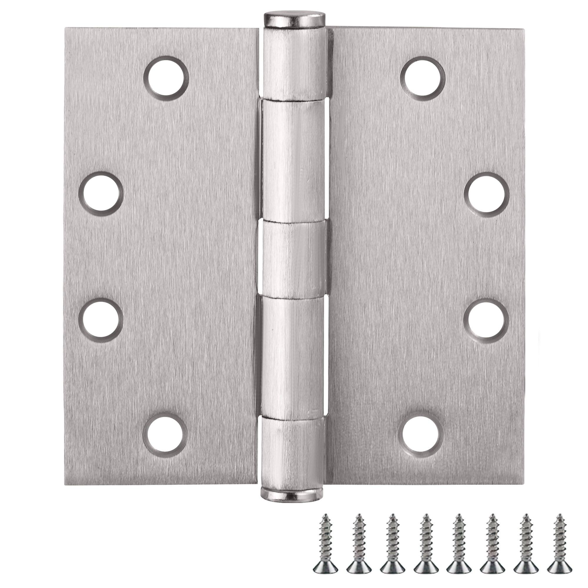 Satin Nickel 4.5-inch x 4.5-inch Square Steel Door Hinges 12-Pack