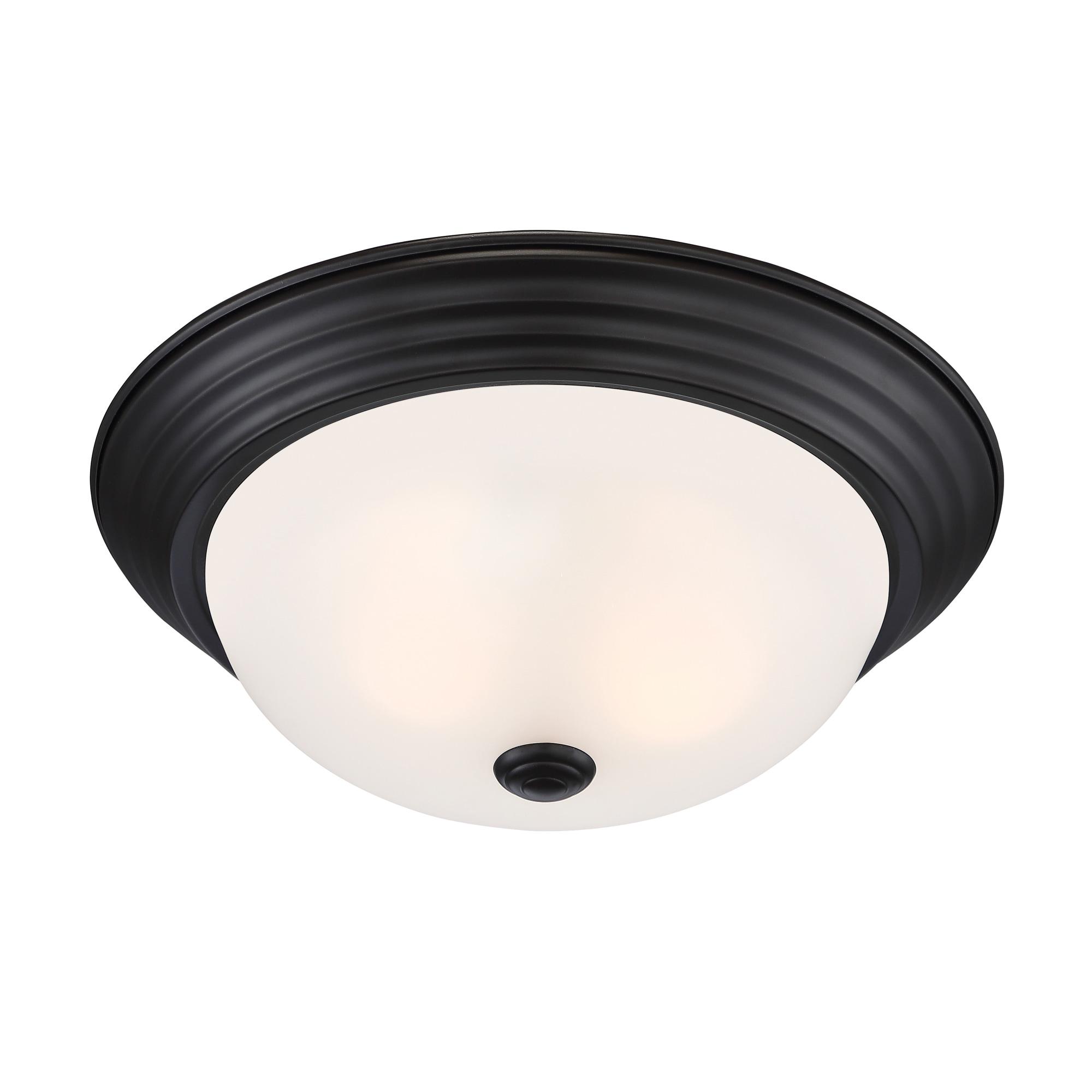 1257M-ORB-W-Designers Fountain-13 Inch 2 Light Flush Mount-Oil Rubbed Bronze Finish-Etched Glass Color