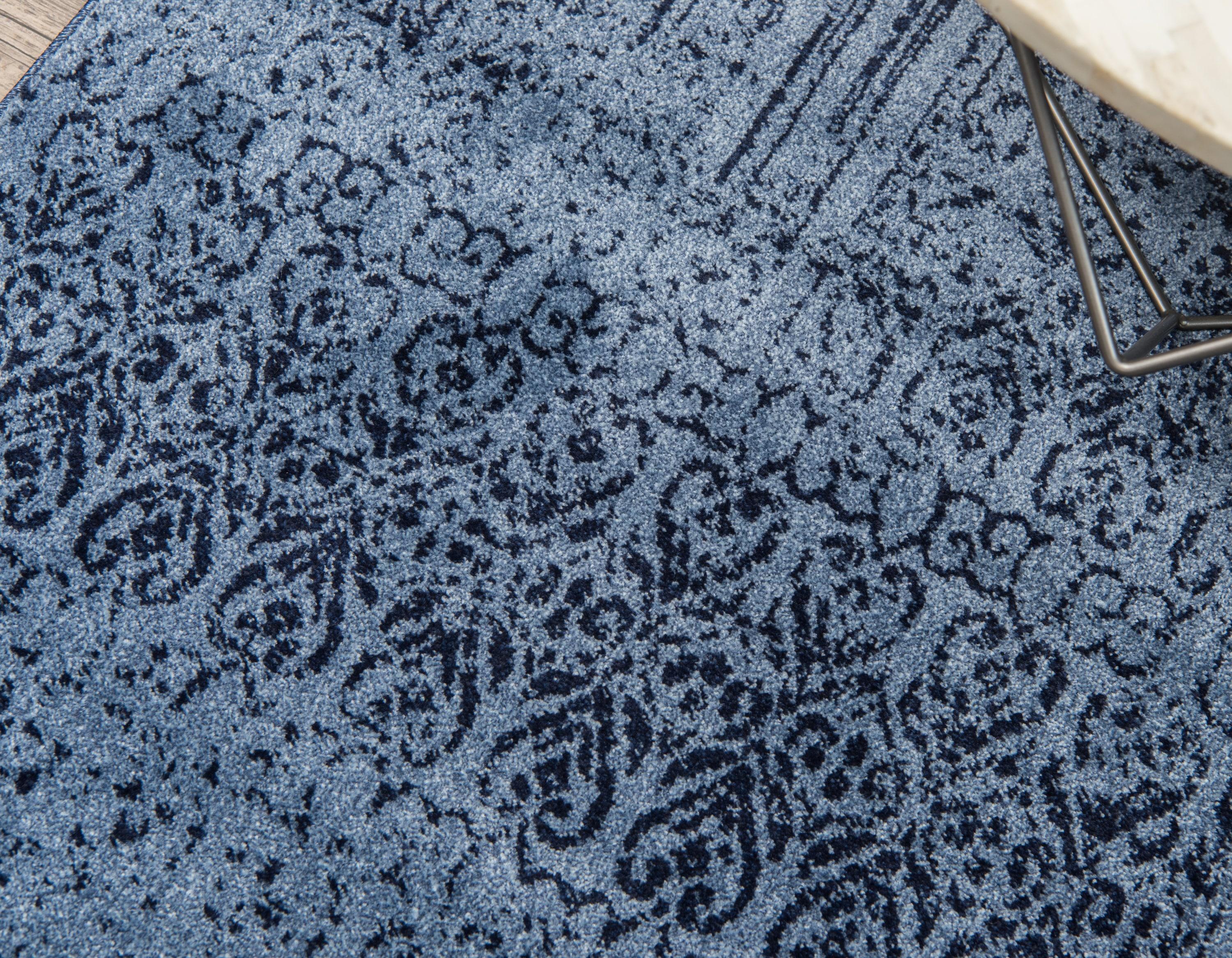 Unique Loom Jennifer Del Mar 8 x 11 (ft) Loomed Polypropylene Blue/Navy Blue Rectangular Indoor Stripe Industrial Area rug