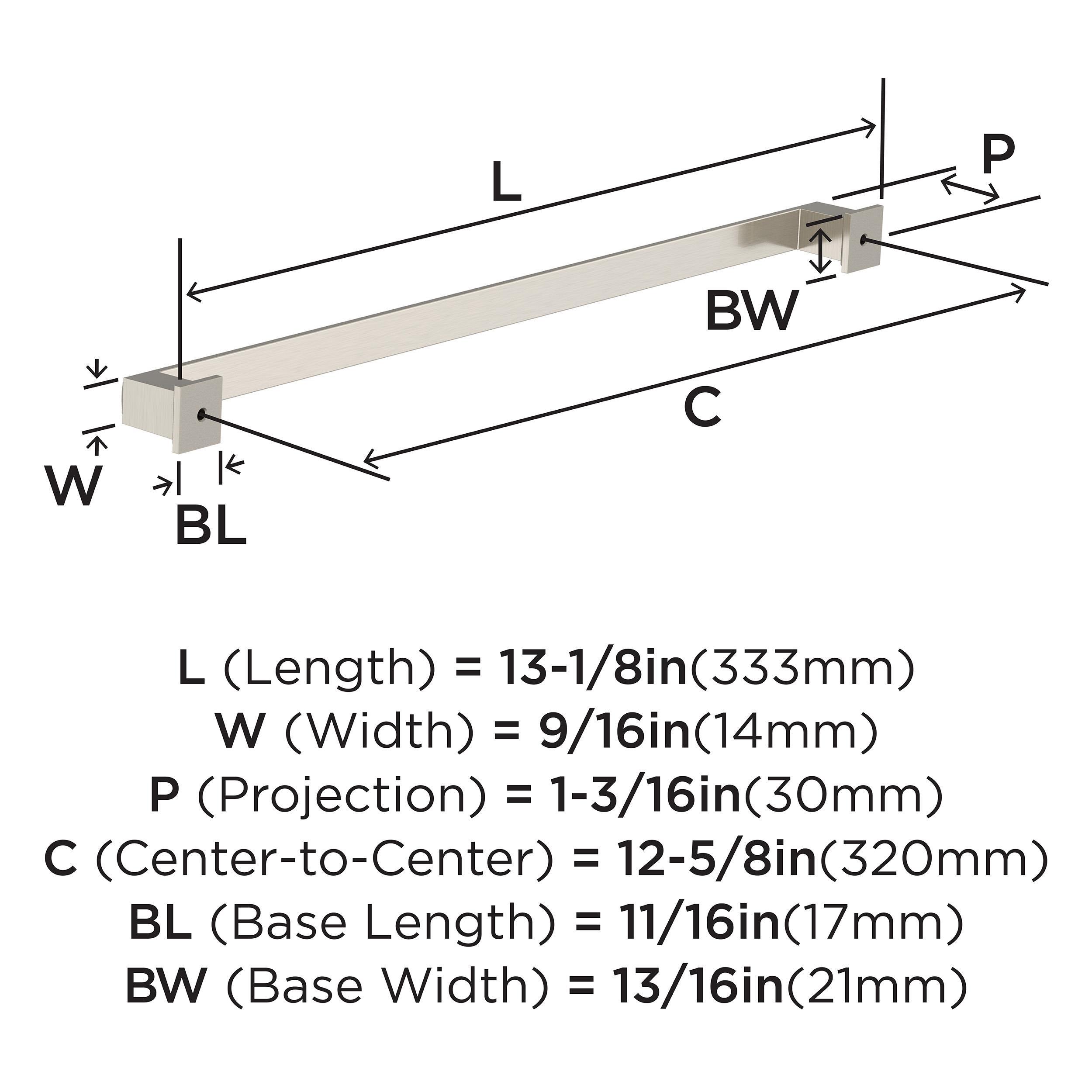 Amerock Appoint 12-5/8 inch (320mm) Center-to-Center Satin Nickel Cabinet Pull