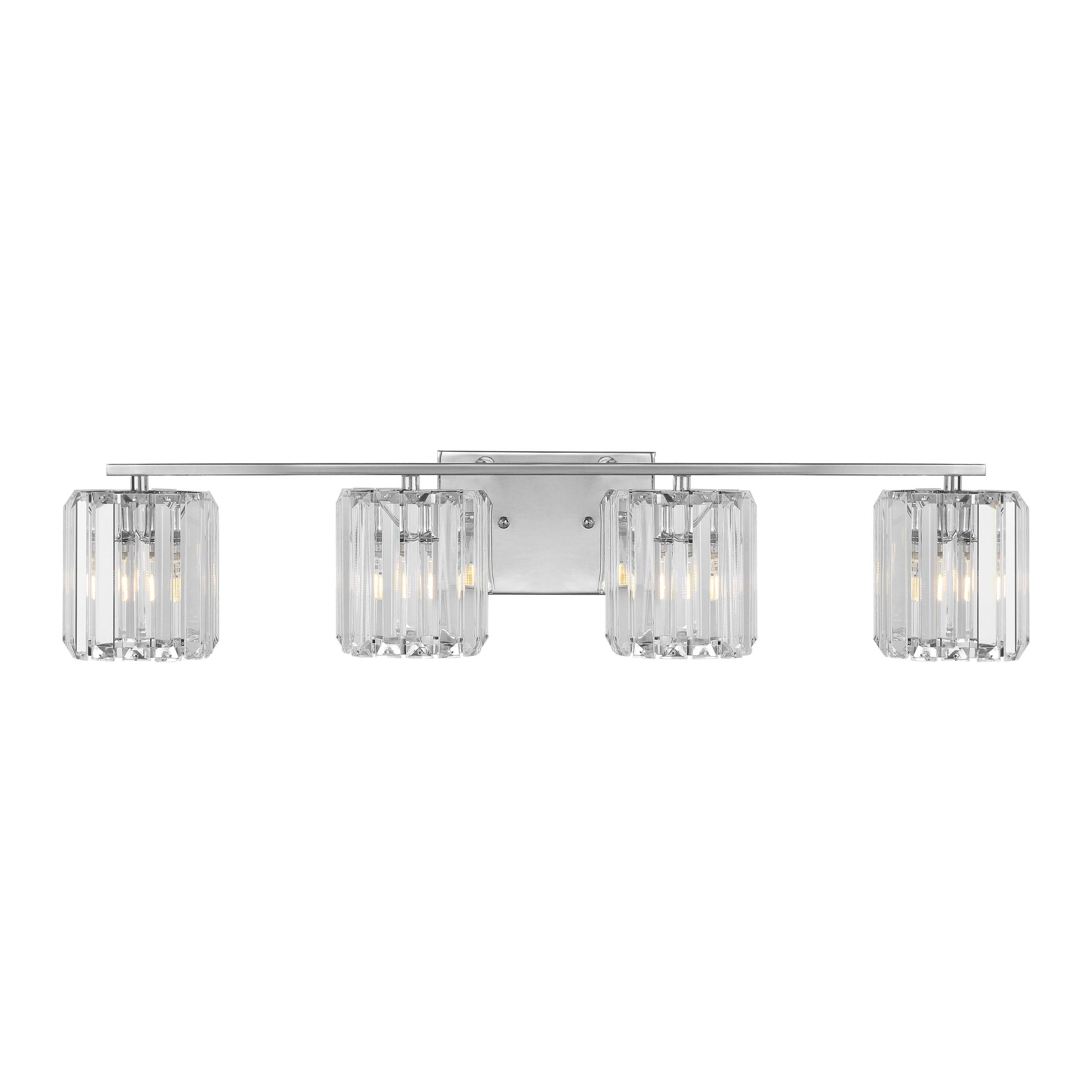 Coco Prism Vintage 29.75" 4-Light Metal/Glass Classic Glam LED Vanity Light, Chrome