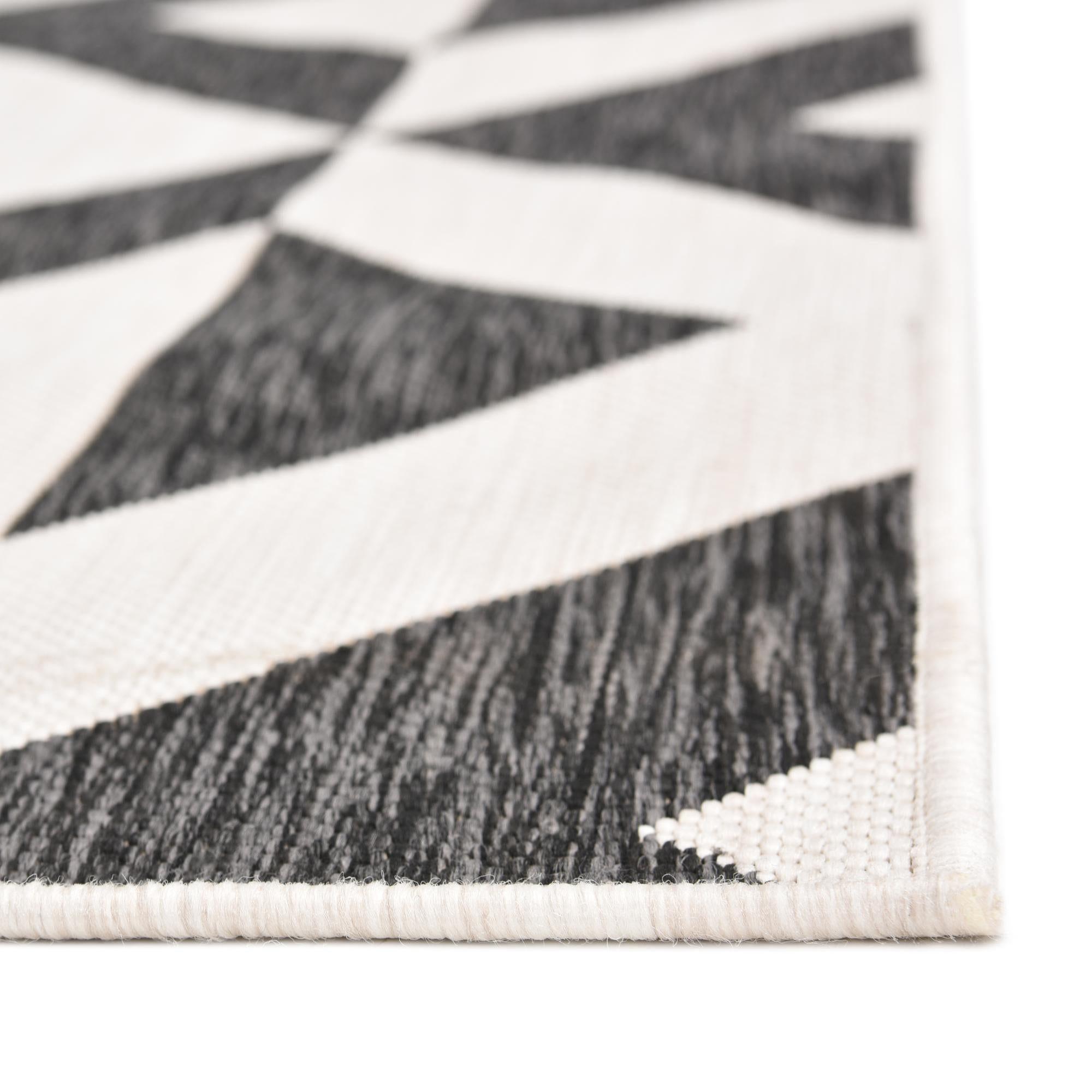 Rugs.com Jill Zarin Outdoor Collection Rug – 3' 3 x 5' 3 Charcoal Gray Flatweave Rug Perfect For Entryways, Kitchens, Breakfast Nooks, Accent Pieces