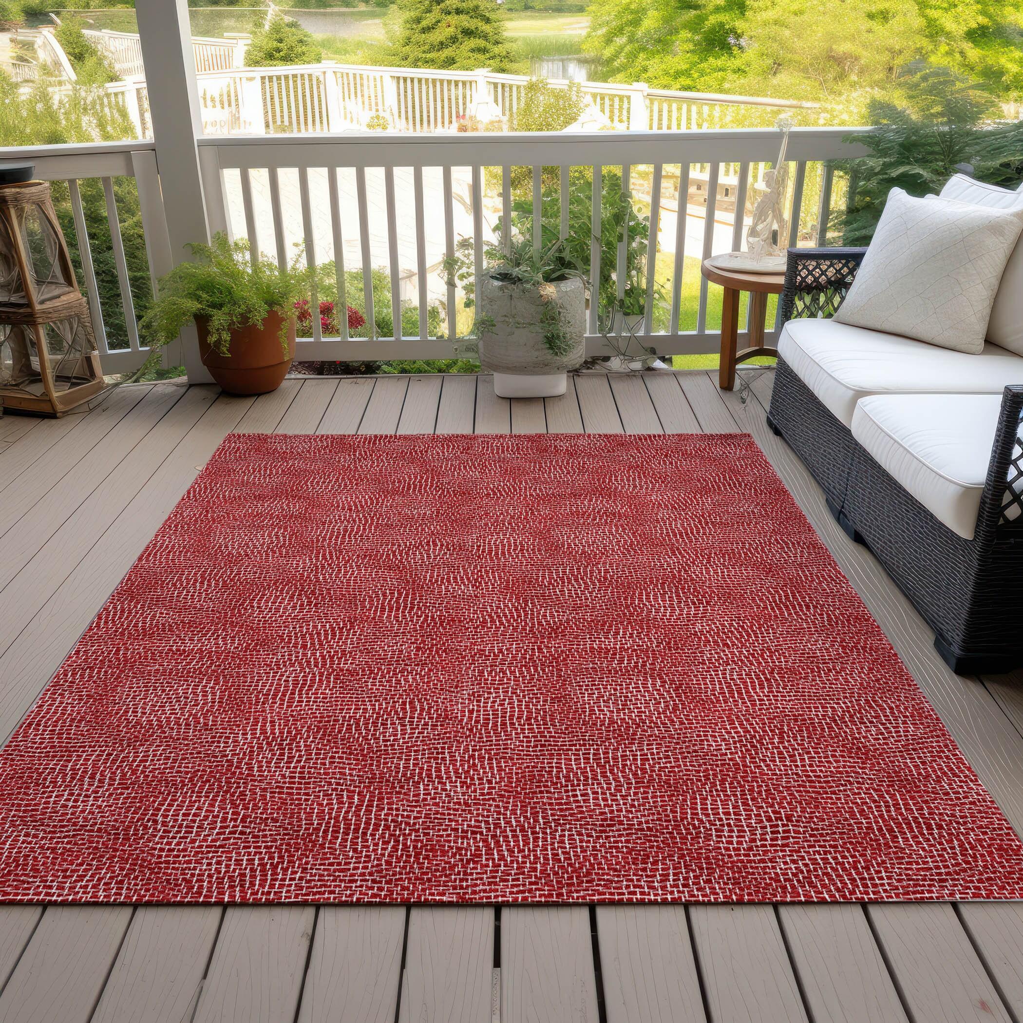 Machine Washable Indoor/Outdoor Chayden ACN1057 Red Rug