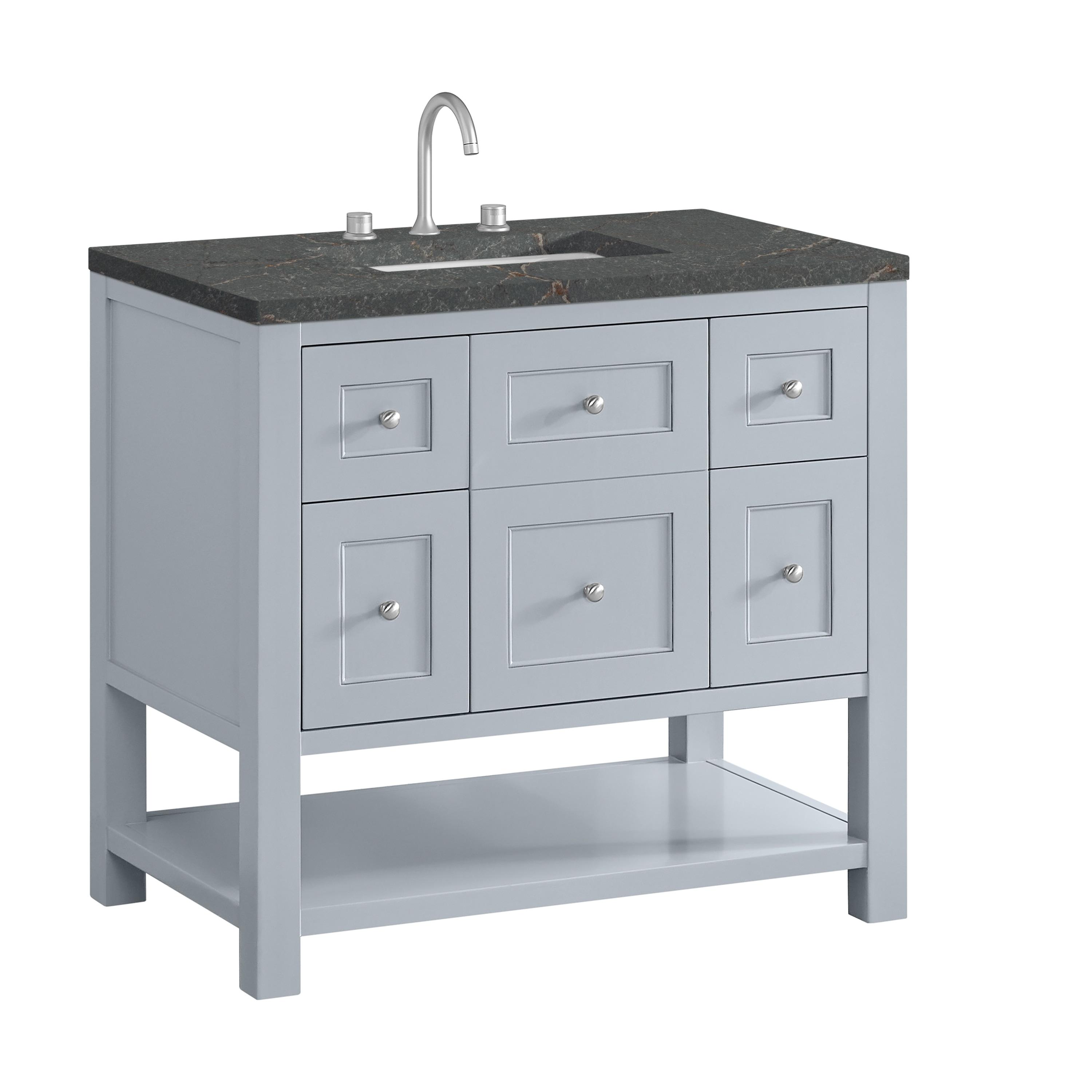 James Martin Vanities 330-V36-SRB-3LDL 36 in. Breckenridge Single Vanity with 3 cm Lime Delight Quartz Top, Serenity Blue