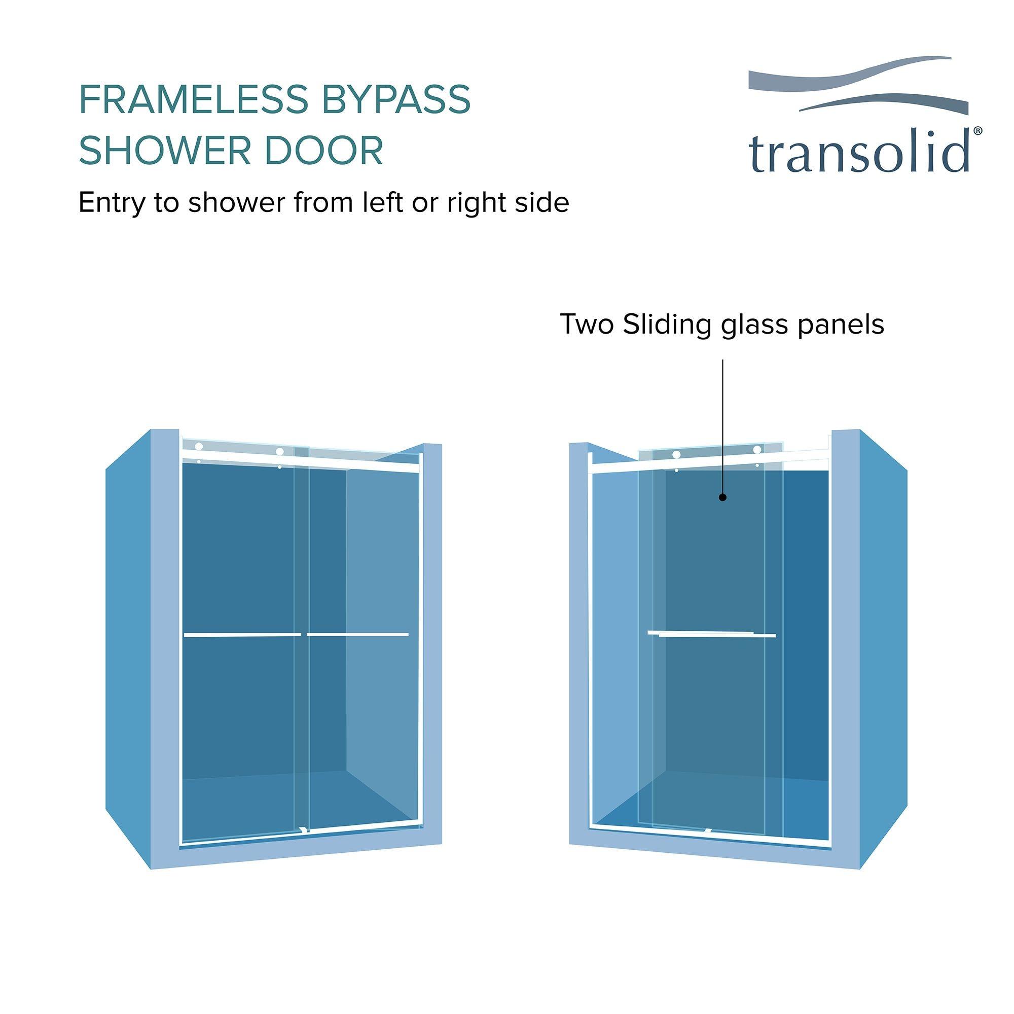 56" W x 70" H Bypass Frameless Shower Door with TruMotion Technology