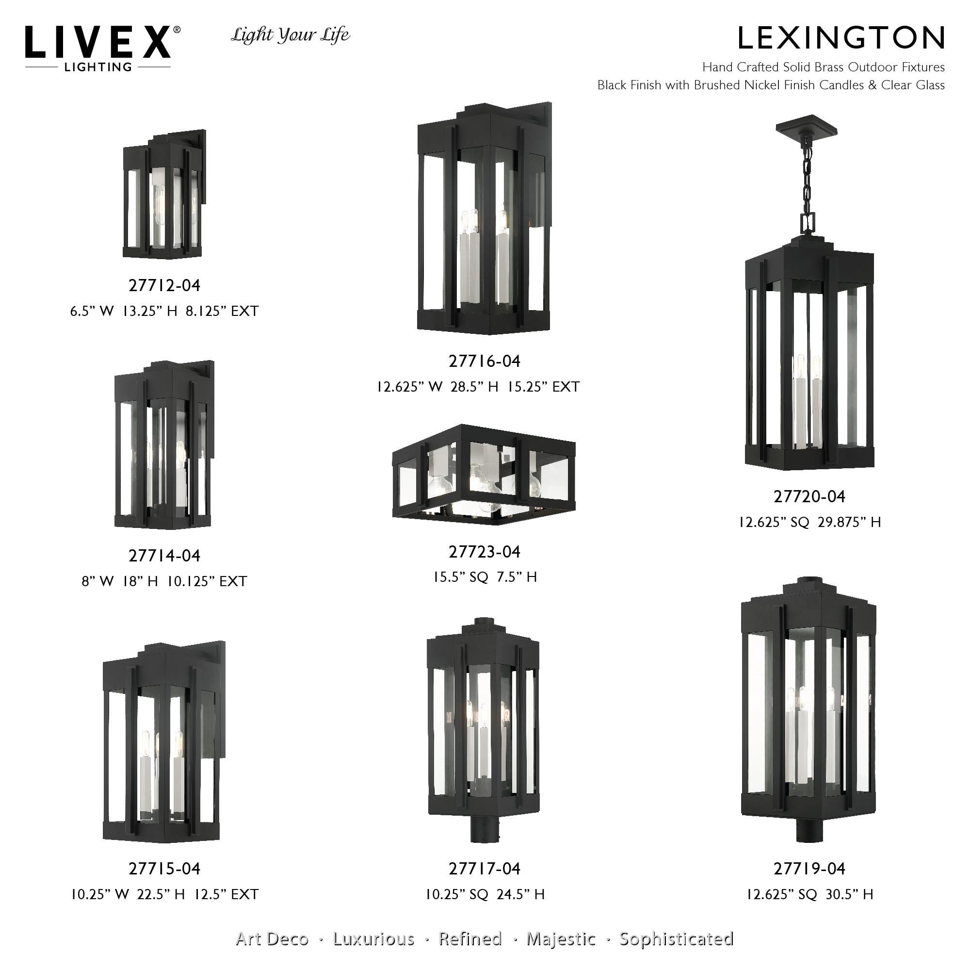 27720-04-Livex Lighting-Lexington - 4 Light Outdoor Pendant Lantern in Art Deco Style - 12.63 Inches wide by 29.88 Inches high-Black Finish