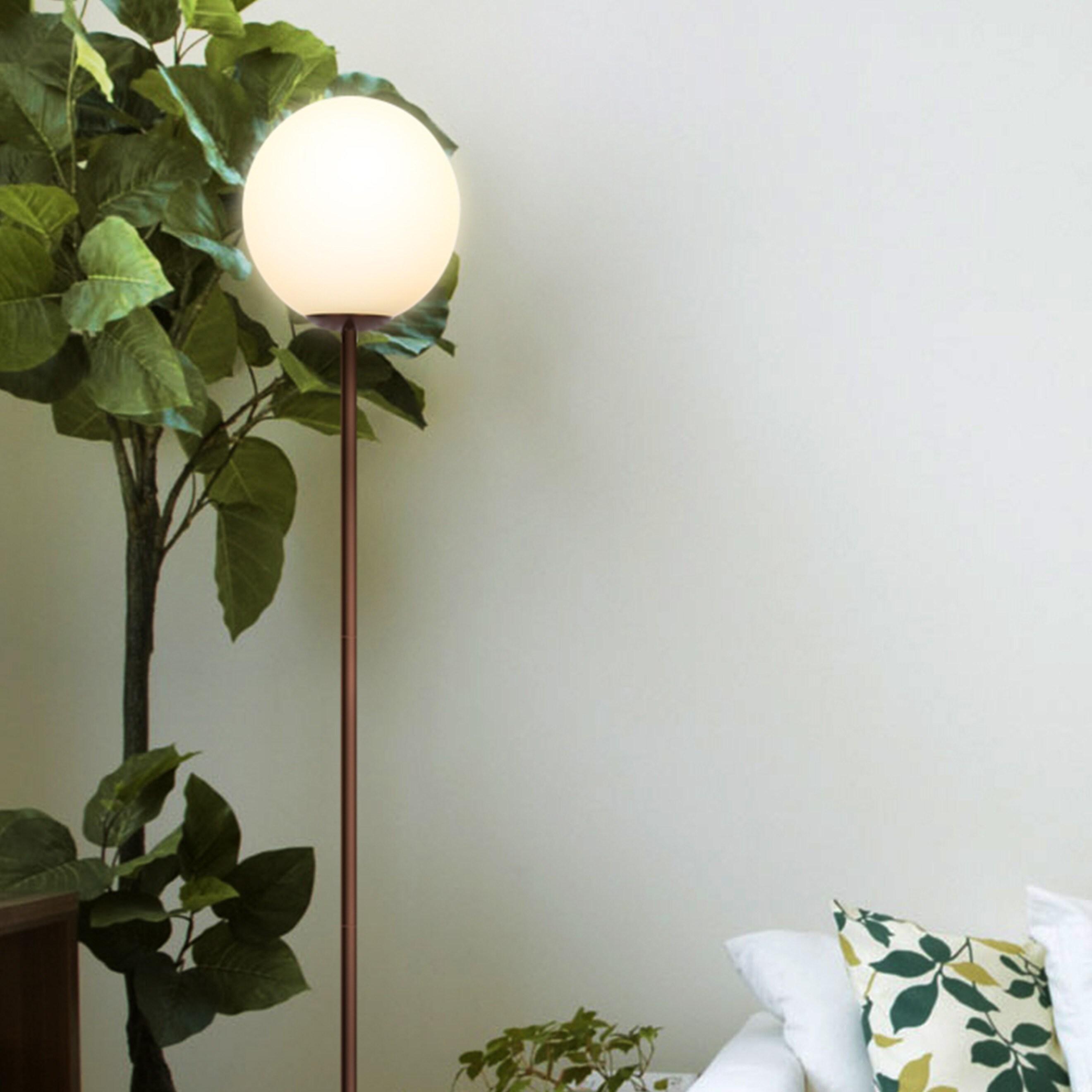 Luna 65 in. Modern LED Energy Efficient Floor Lamp with Frosted Glass Globe Shade