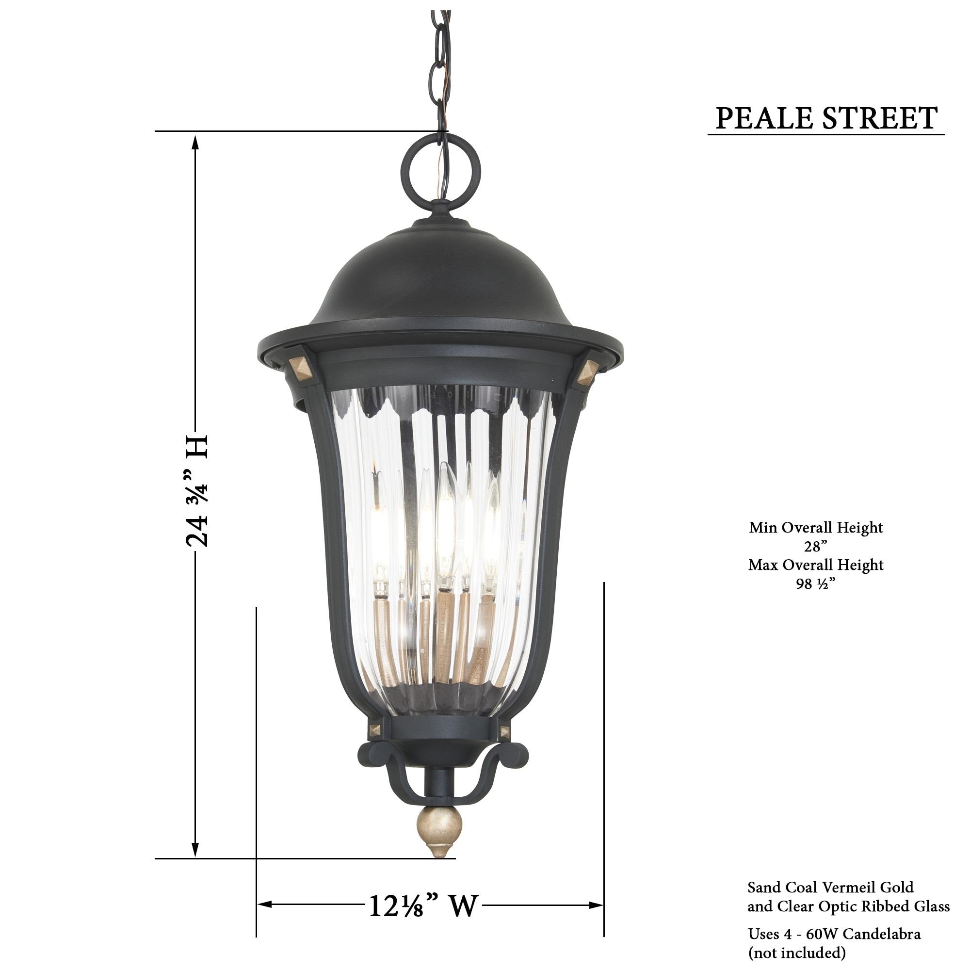 Minka Lavery Peale Street 24 3/4"H Arena Carbón y Vermeil Oro Luz Colgante para Exteriores