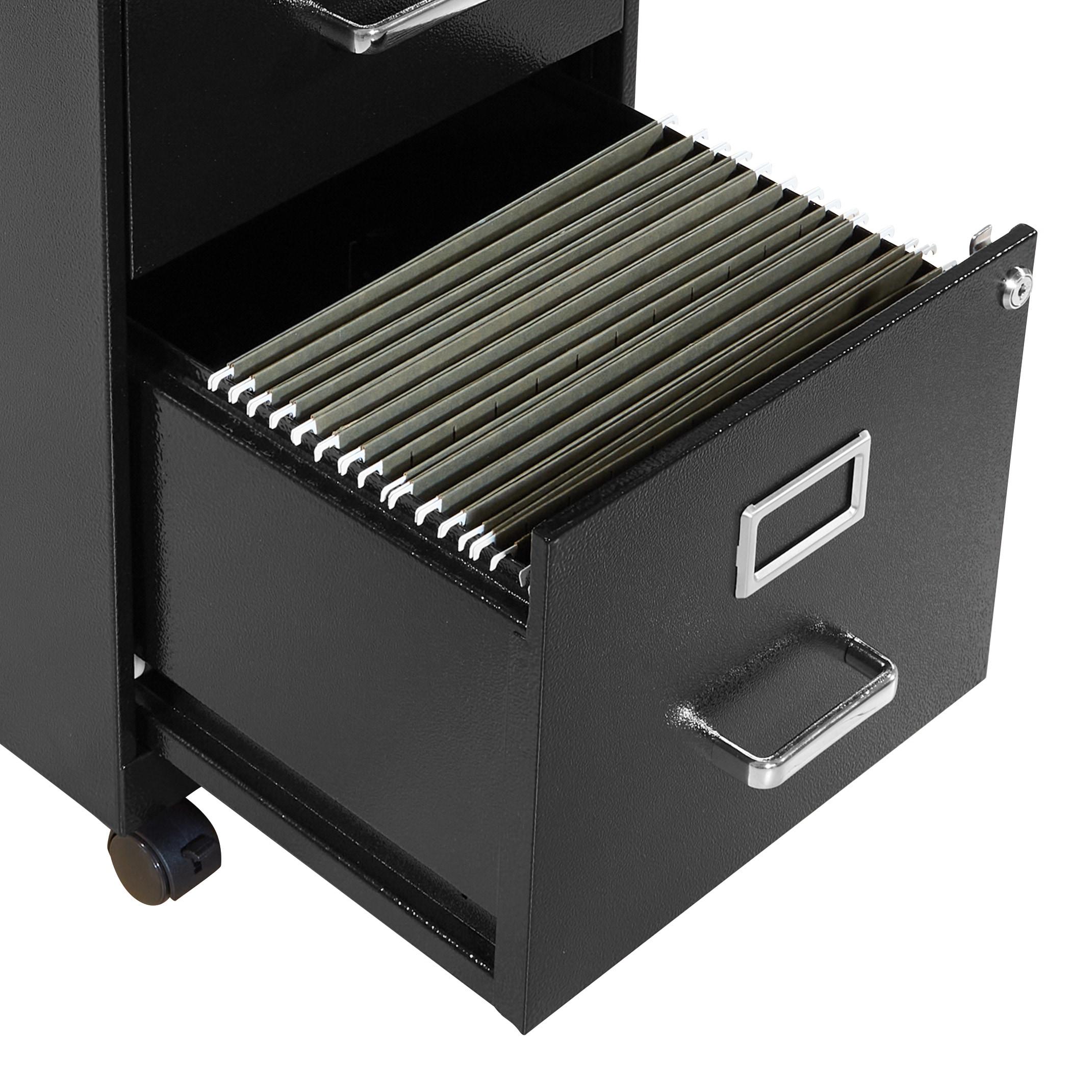 2 Drawer Mobile Locking Metal File Cabinet in Black