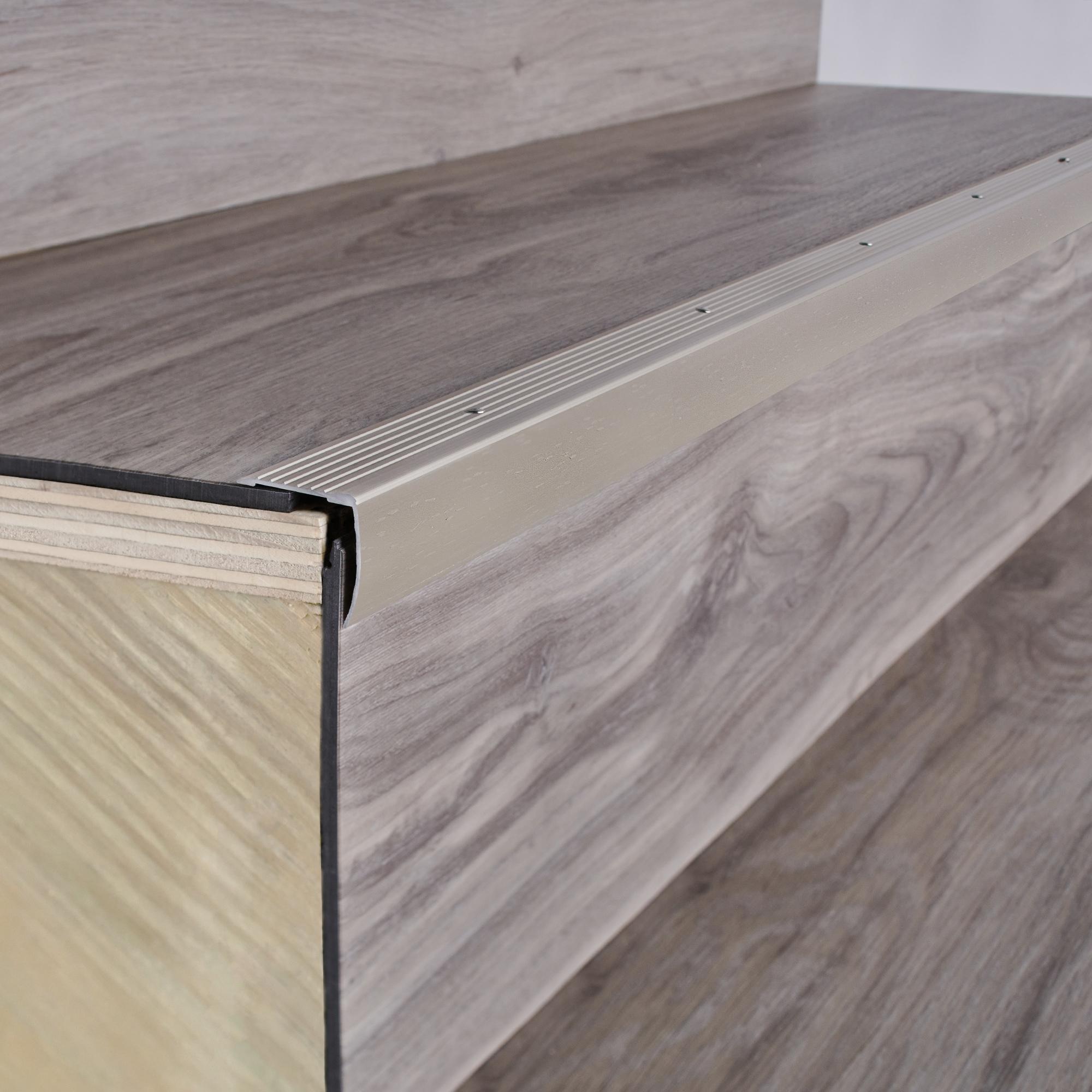 Pewter Finished Aluminum Stair Nosing, 144-inch Length