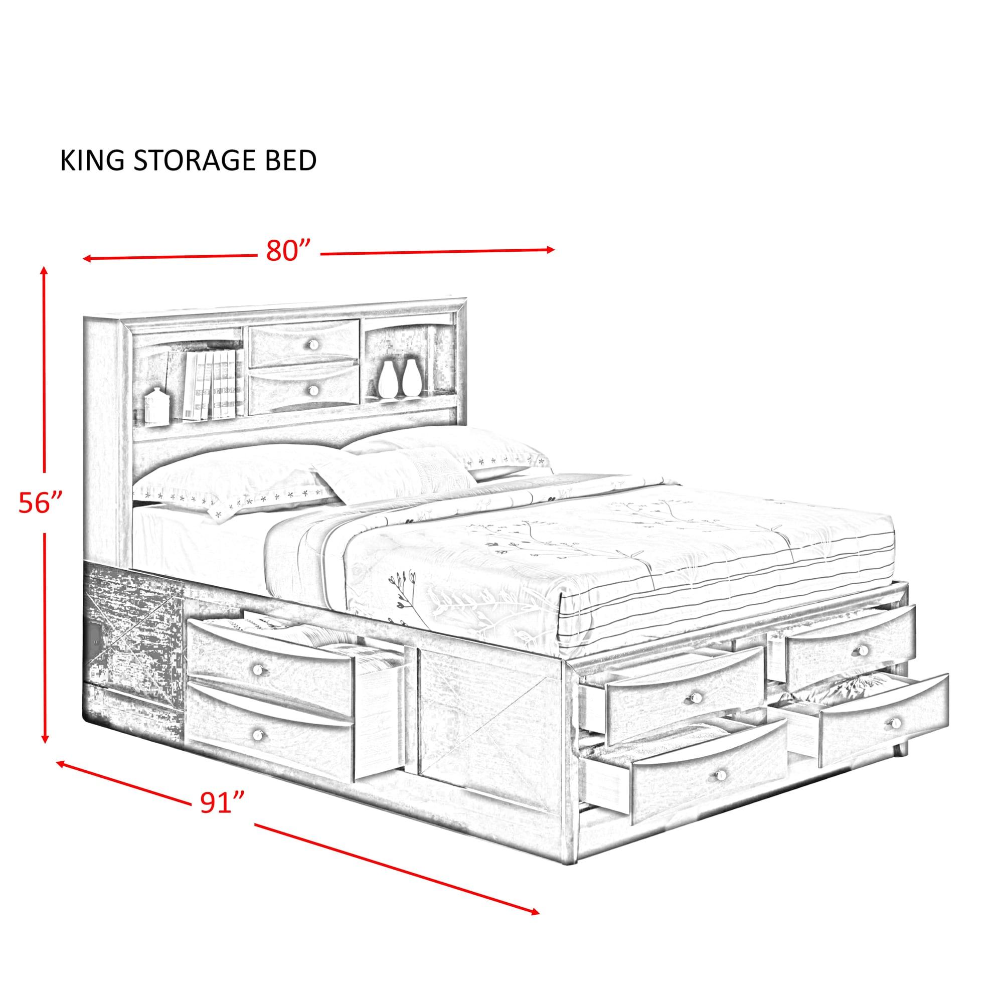 Claire Storage Bed with Bookcase Headboard King Rich Espresso - Picket House Furnishings: Metal Frame, No Box Spring Needed