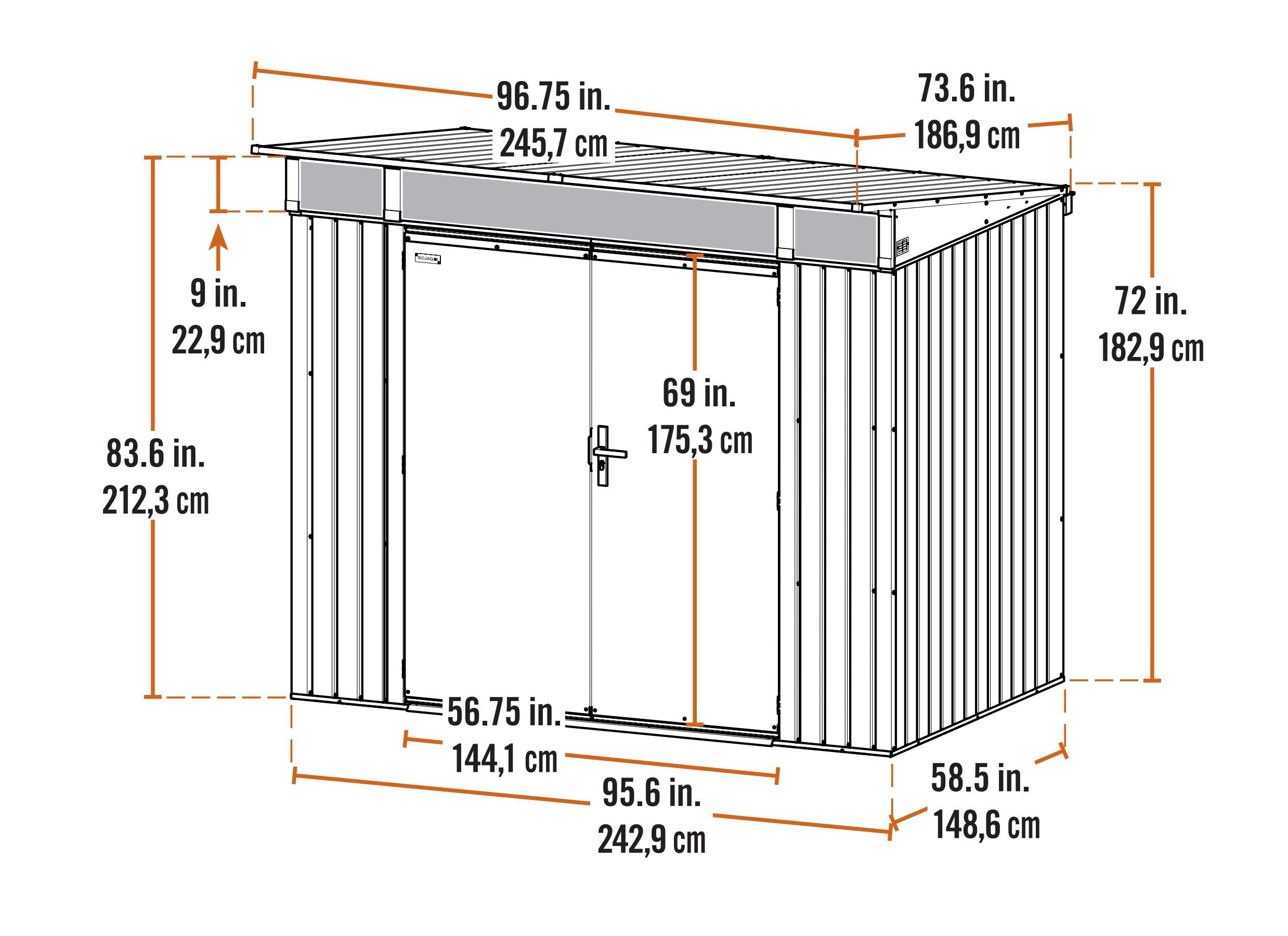 Arrow Sojag 5 ft. W x 8 ft. D Metal Vertical Storage Shed