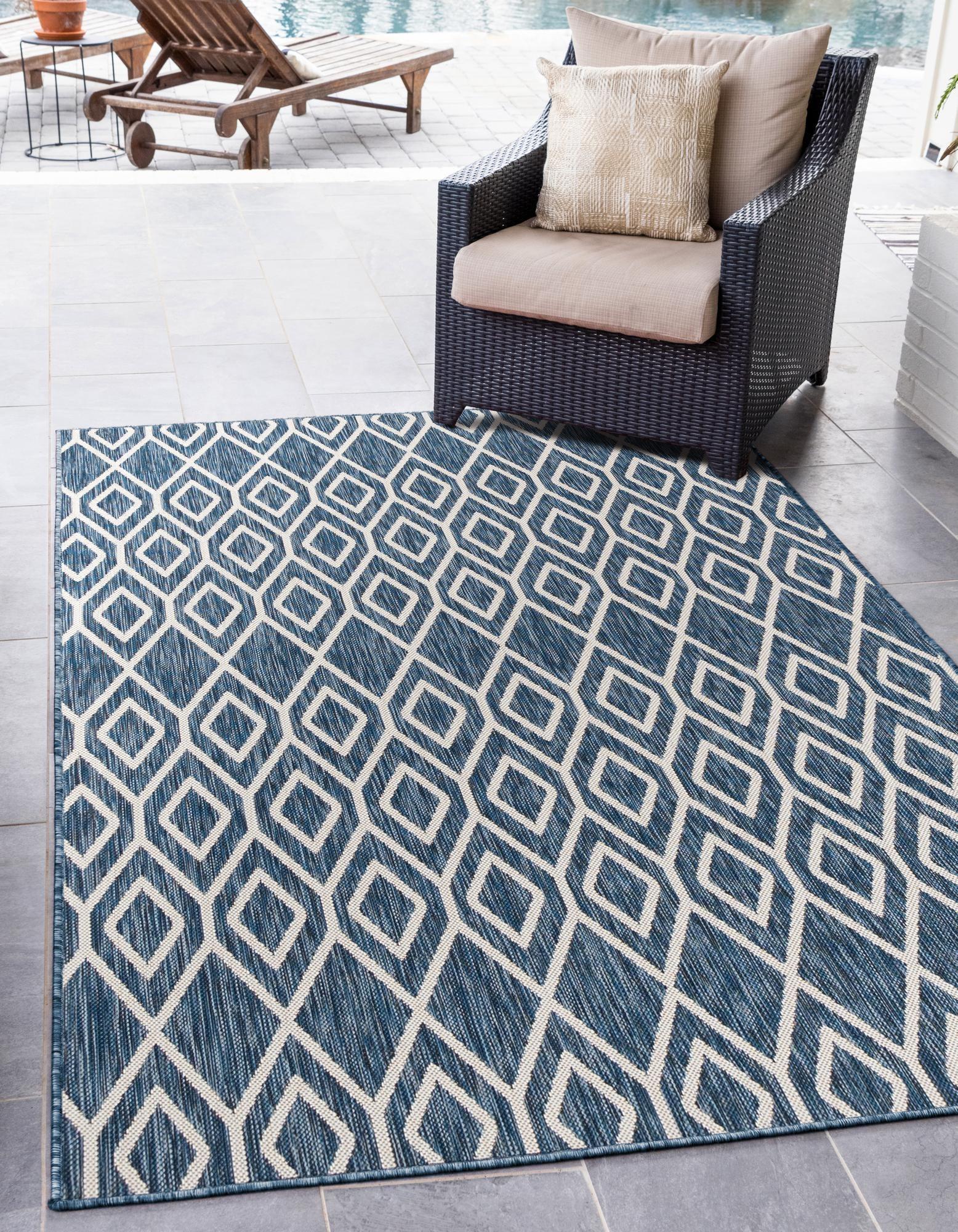 Jill Zarin Outdoor Collection Area Rug - Turks and Caicos (5' 3" x 8' Rectangle Blue/Ivory)