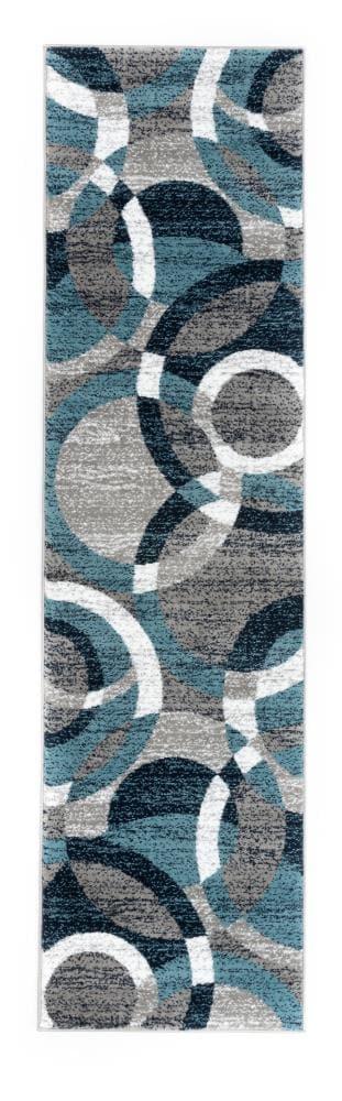 World Rug Gallery Geometric Circles Blue 2' x 7' Runner Rug