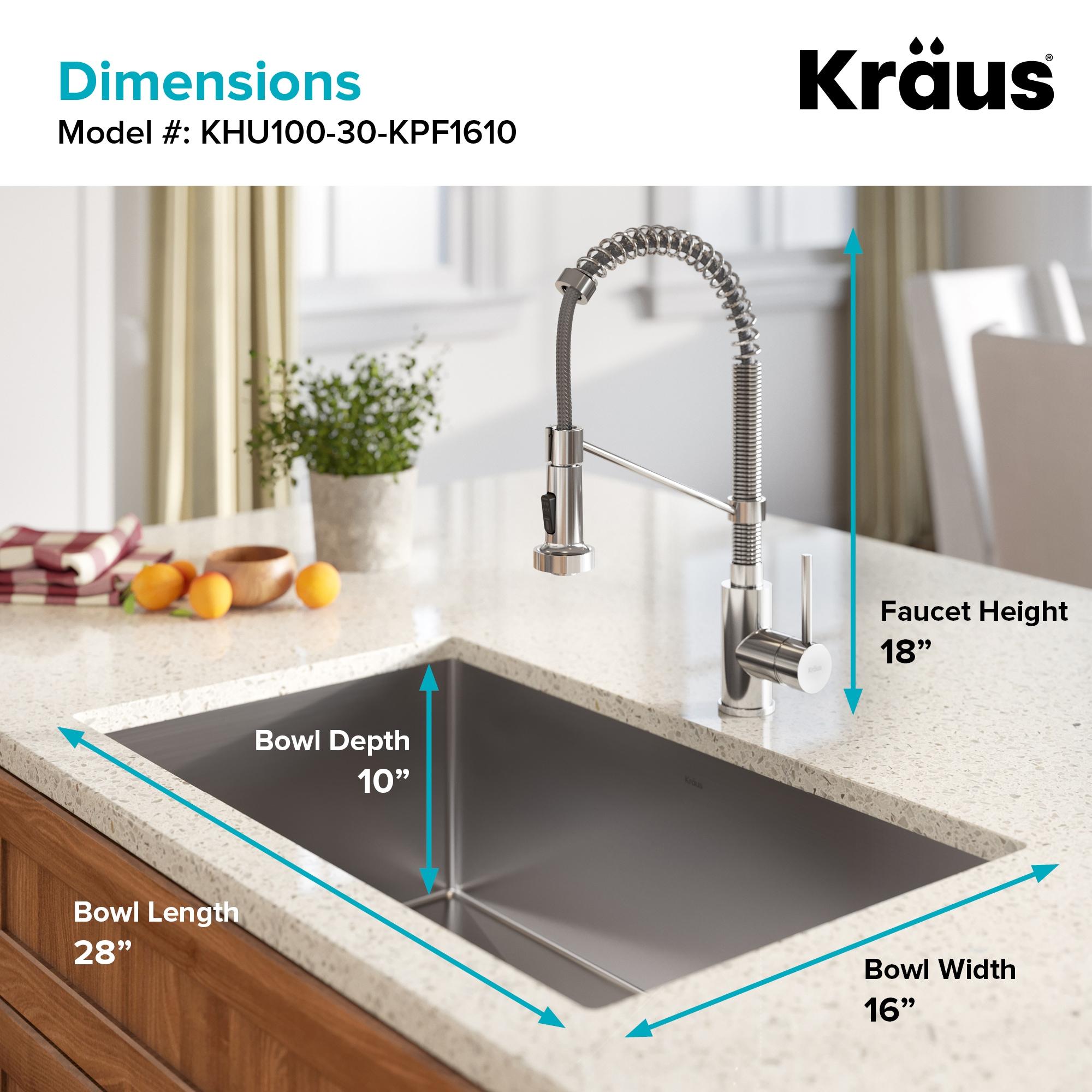 KRAUS 30-in Standart PRO Kitchen Sink Combo Set with Bolden Kitchen Faucet and Soap Dispenser