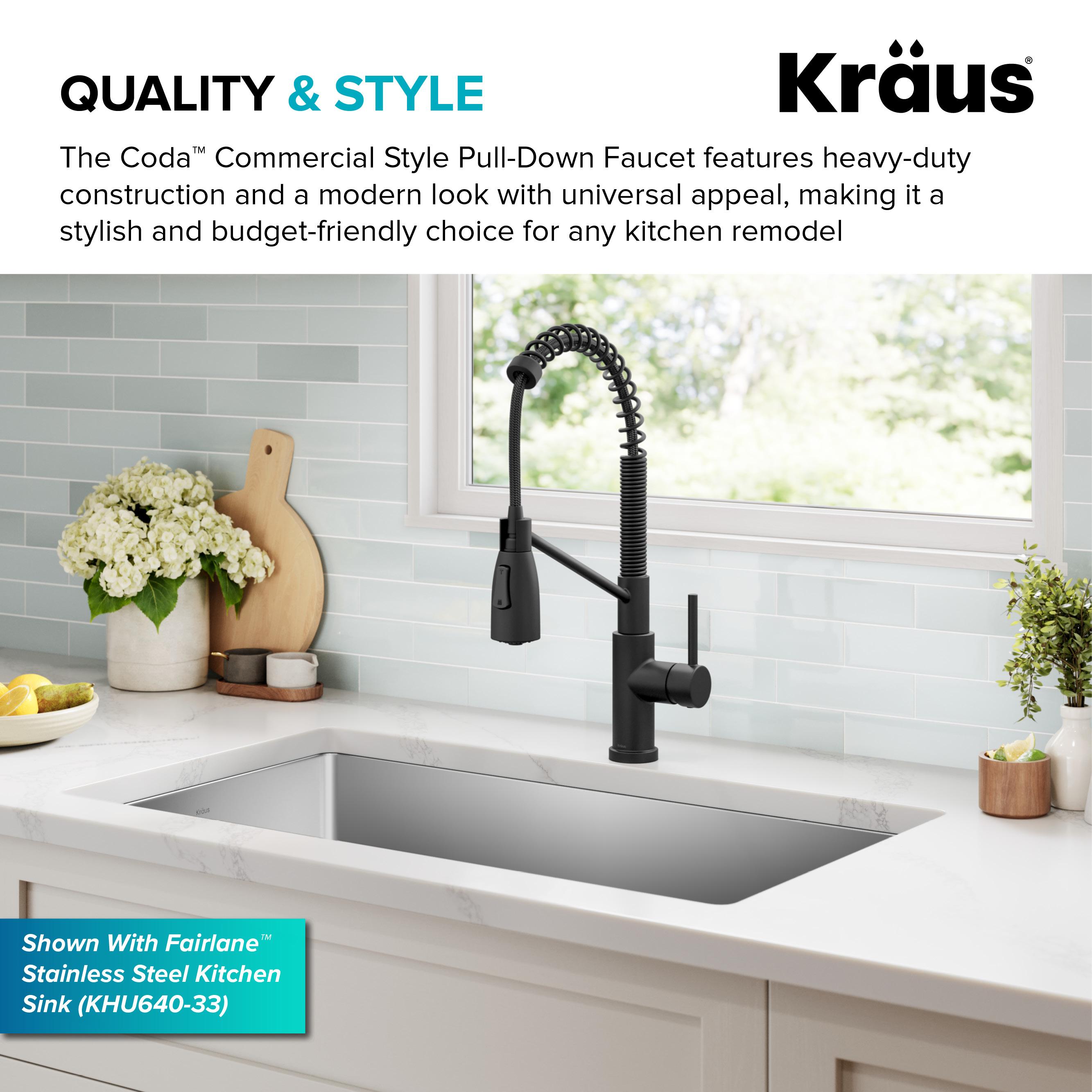 KRAUS Bolden Commercial Style 2-Function Single Handle Pull Down Kitchen Faucet