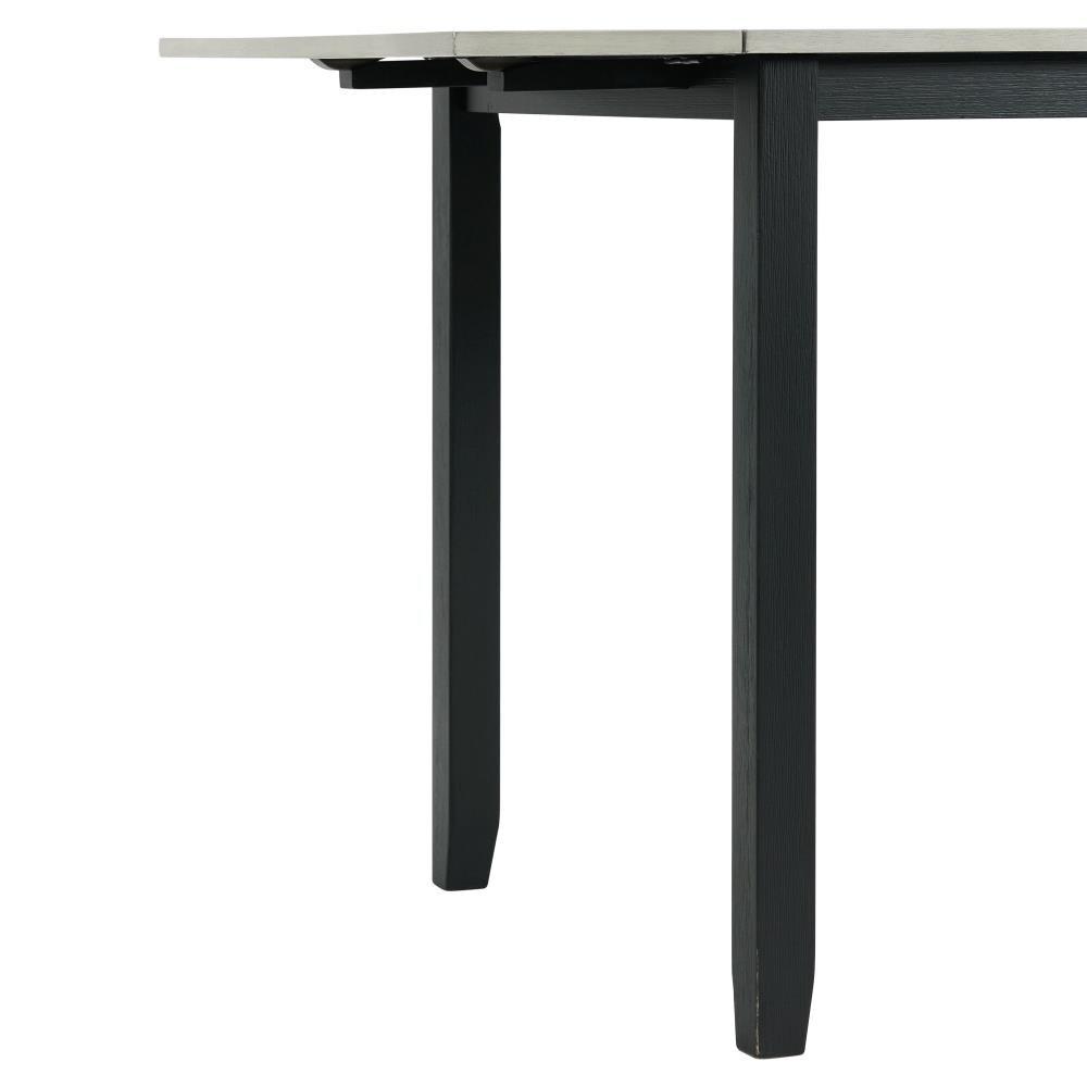Picket House Furnishings 3pc Tuttle Drop Leaf Extendable Dining Table Set and 2 Chairs Gray/Black: Modern Rectangle Shape, Upholstered Chairs