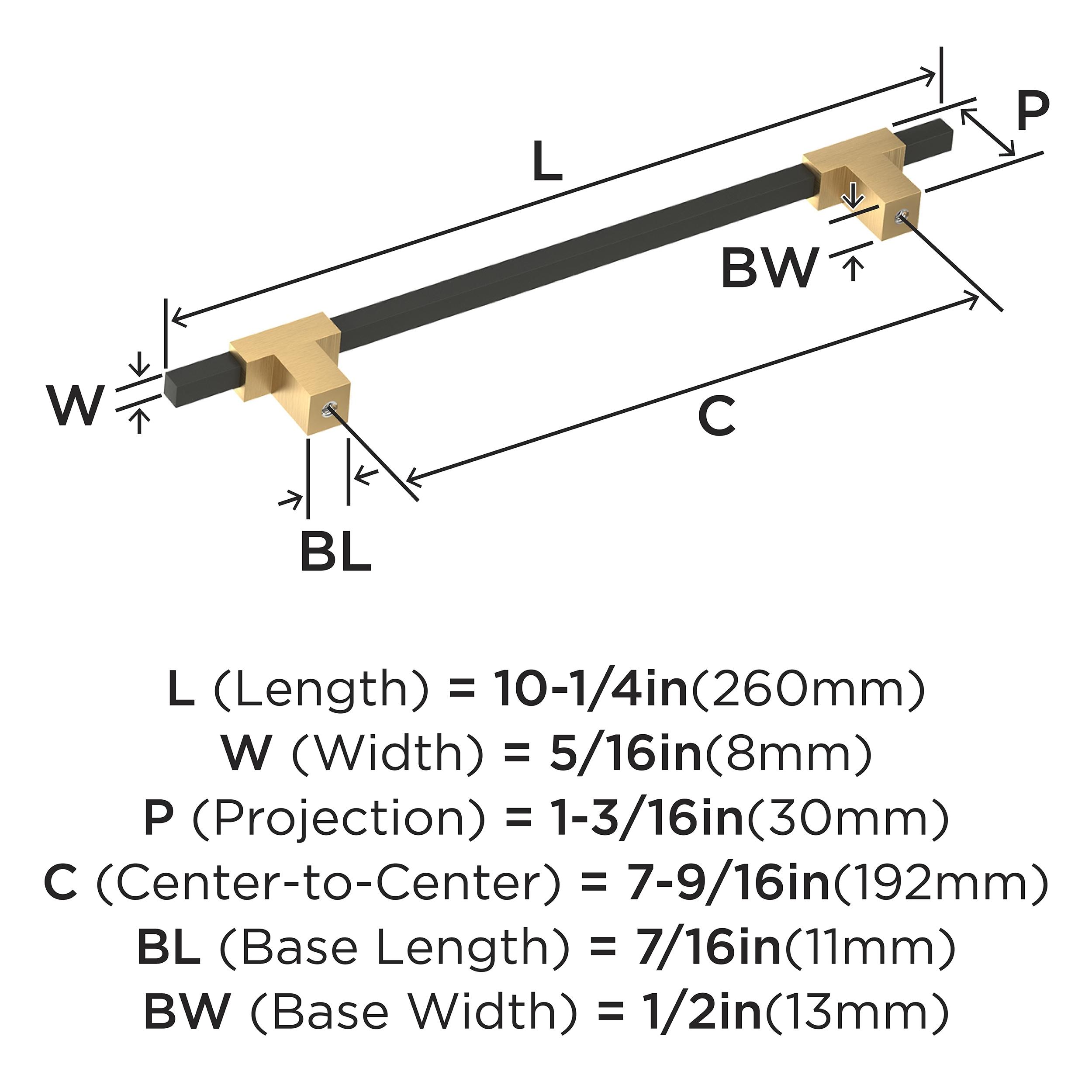 Amerock Urbanite 7-9/16 inch (192mm) Center-to-Center Champagne Bronze/Matte Black Cabinet Pull