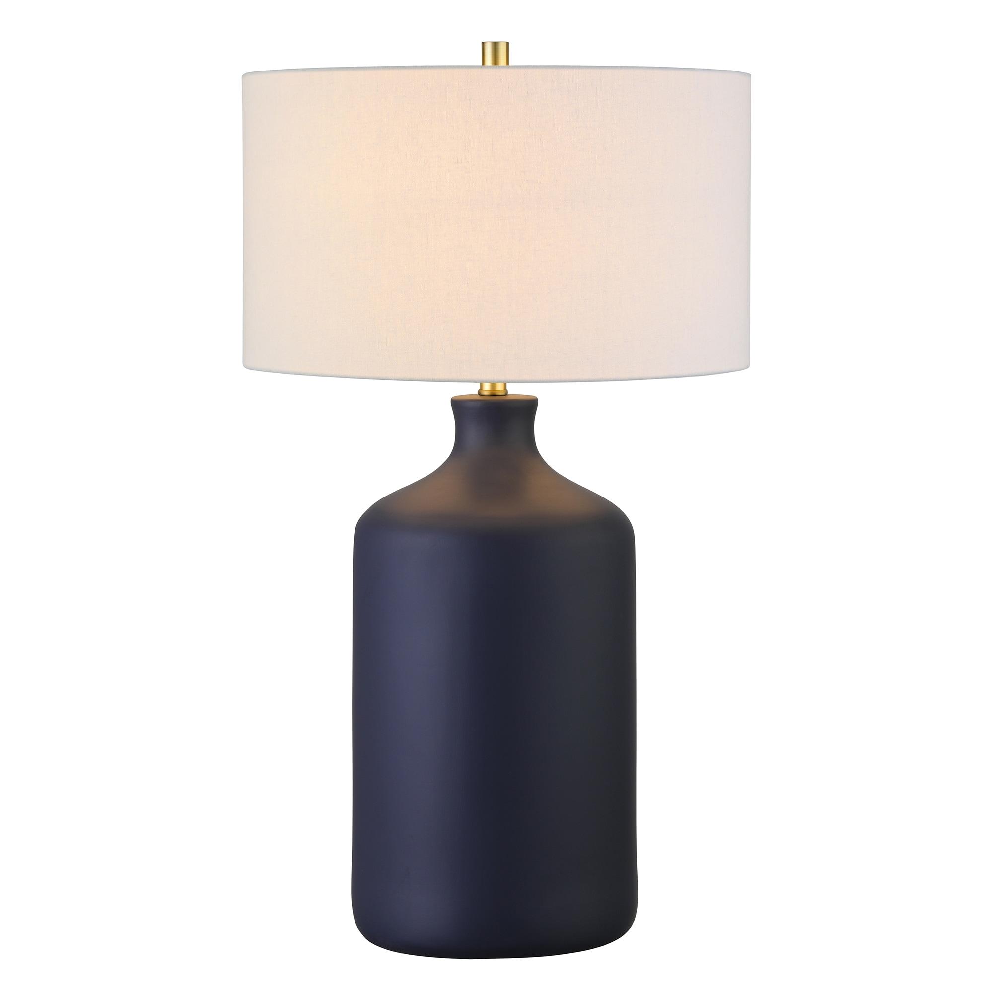 Evelyn&Zoe Sloane 29" Transitional Ceramic Table Lamp with White Drum Fabric Shade