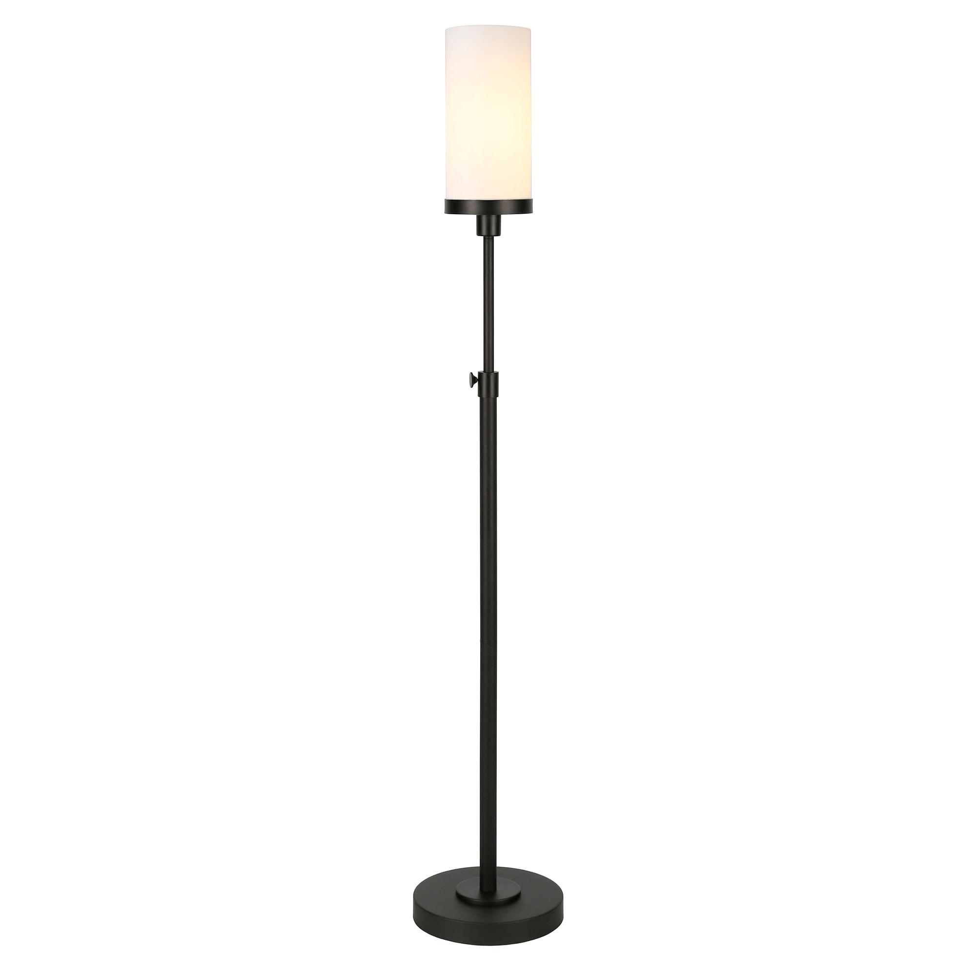 Evelyn&Zoe Frieda 66" Tall Floor Lamp with Glass Shade in Blackened Bronze/White Milk