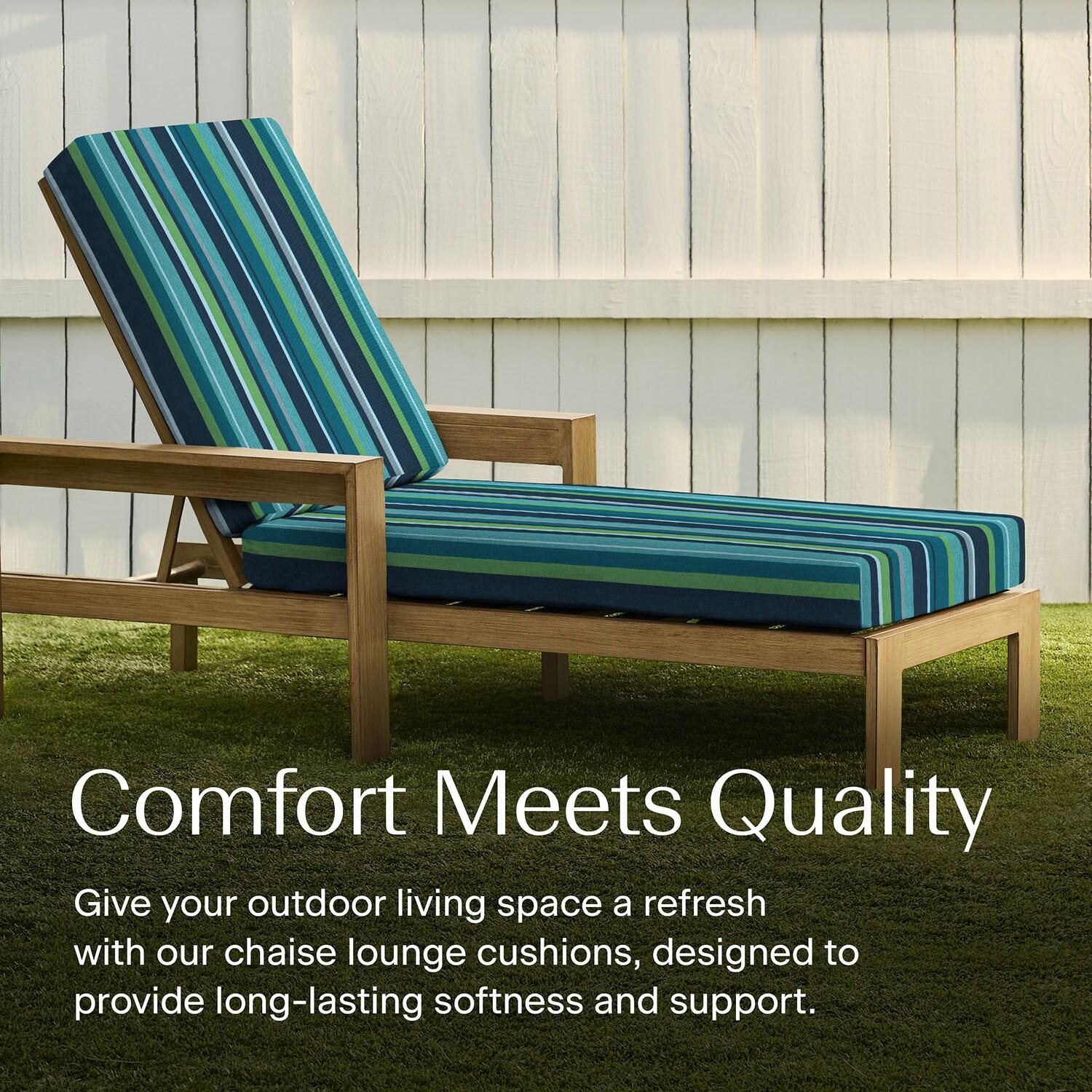 Honeycomb Outdoor Chaise Lounge Cushion - Stripe Poolside