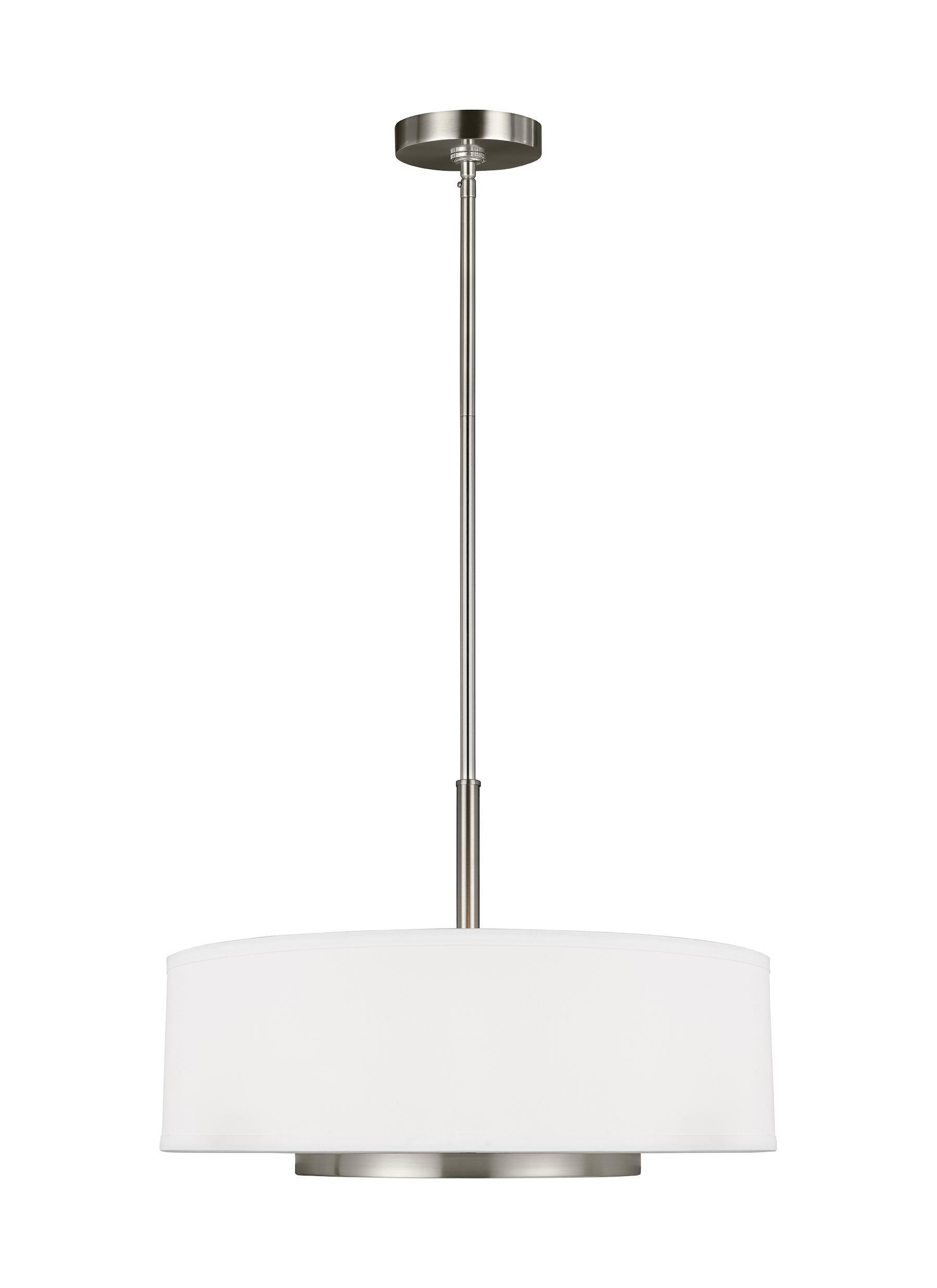 Generation Lighting Nance 3-Light Brushed Nickel Transitional Etched Glass Drum Medium Outdoor Hanging Pendant Light