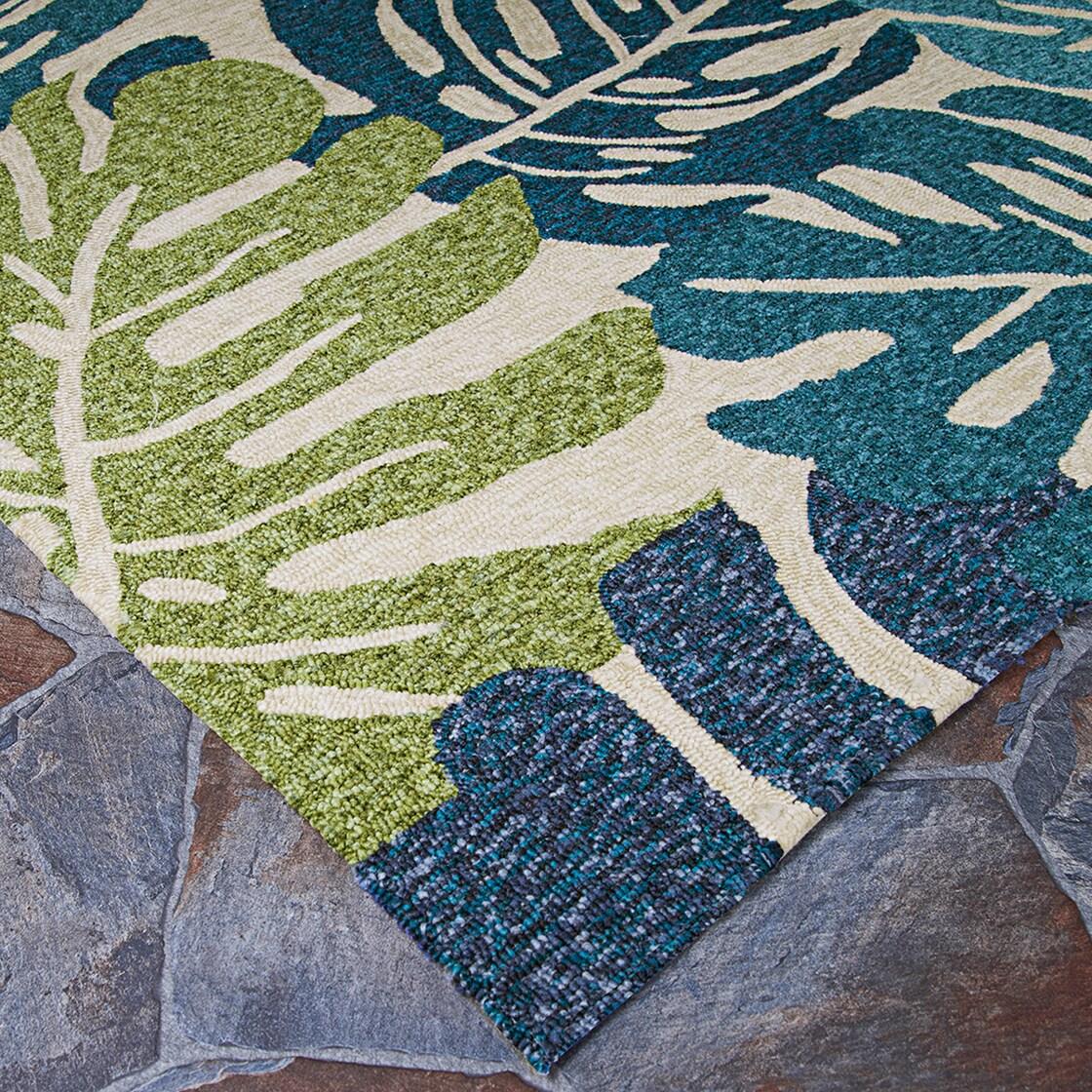 Couristan Covington Monstera Cream-Multicolor Indoor / Outdoor Area Rug, 7'10" Round