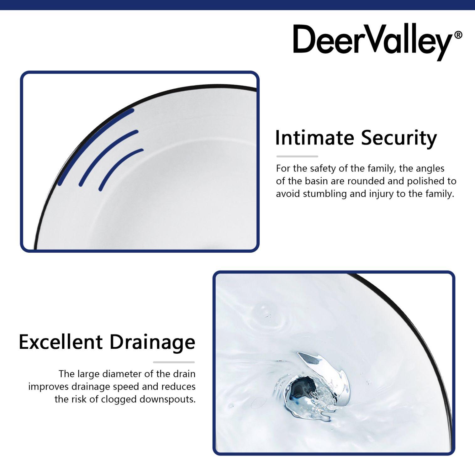 DeerValley Symmetry 16'' Circular White/Black Ceramic Vessel Bathroom Sink