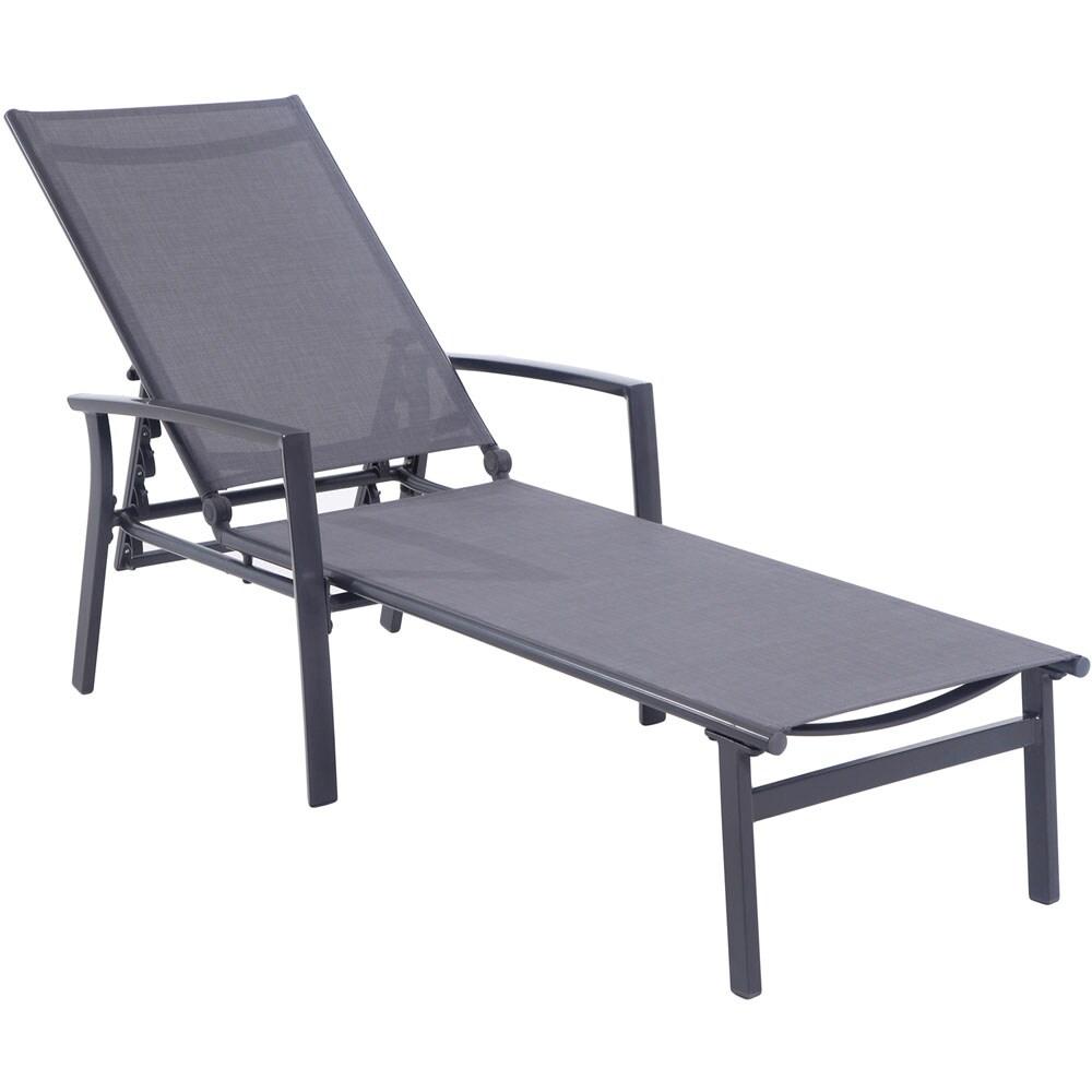 Hanover Naples Outdoor Folding Chaise Lounge Chair with Adjustable Backrest | Patio and Poolside Lounging Chair | UV and Weather-Resistant Sling Fabric | NAPLESCHS-GRY