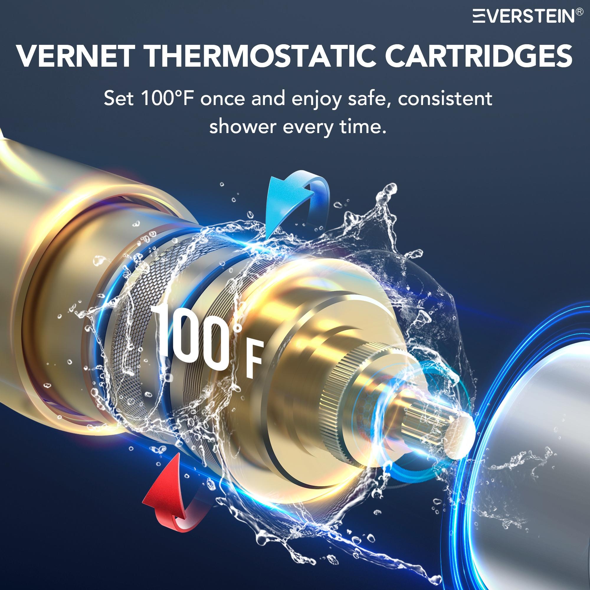 DualJetSpa 15-Spray Patterns 16" & 6" Dual Shower Head, Shower FaucetSystem with Thermostatic Rough-in Valve and Body Jets