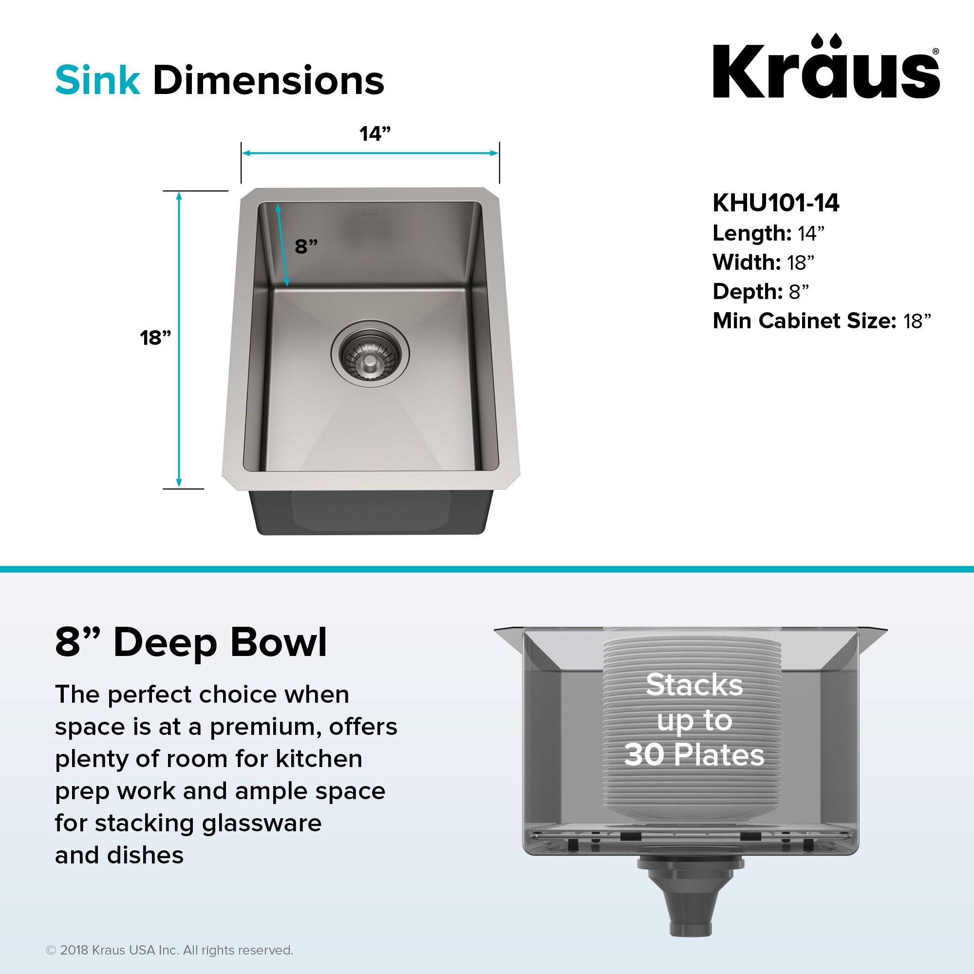 KRAUS Standart Pro Undermount 16 Gauge Stainless Steel Bar Kitchen Sink