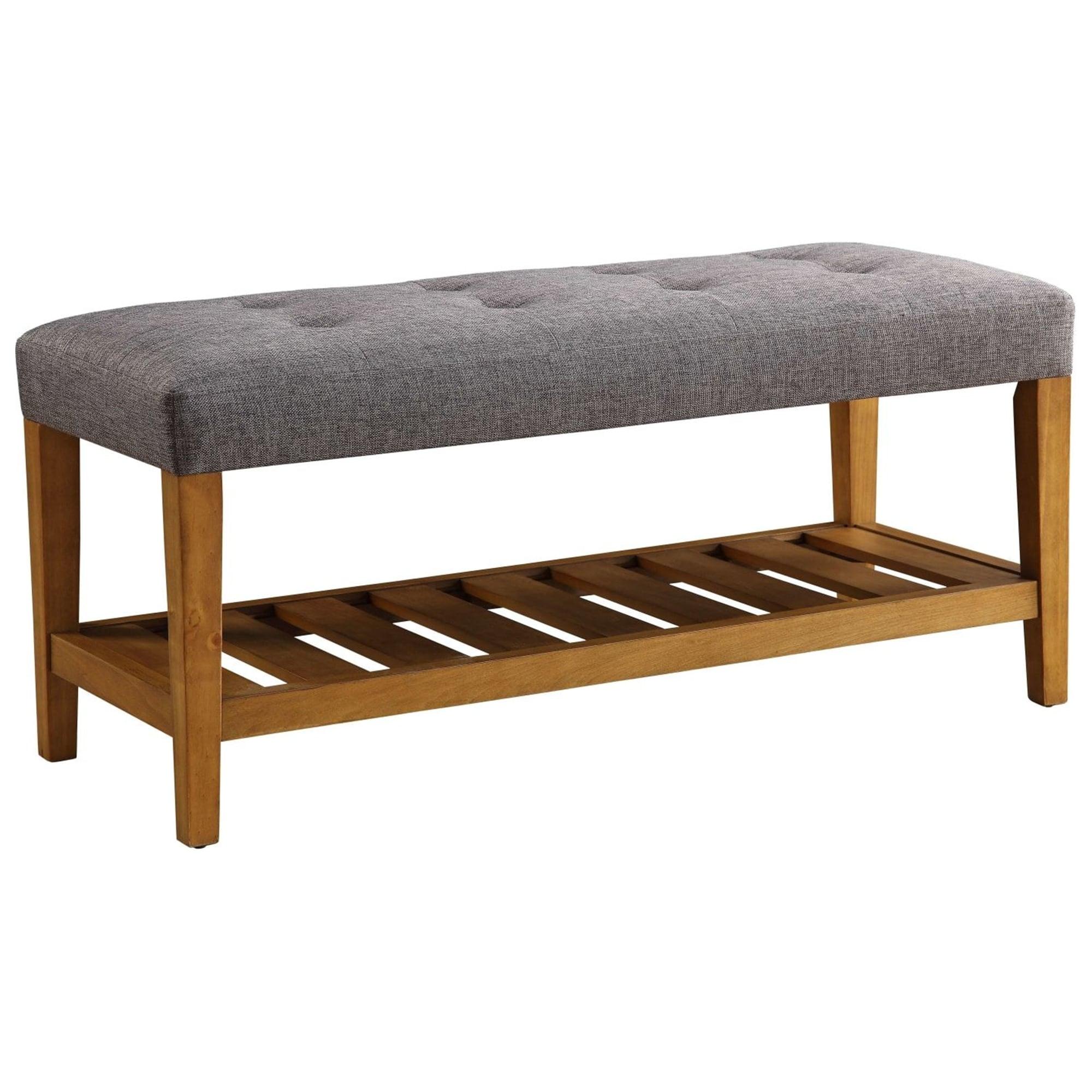 Benzara Wooden Bench, Gray & Oak