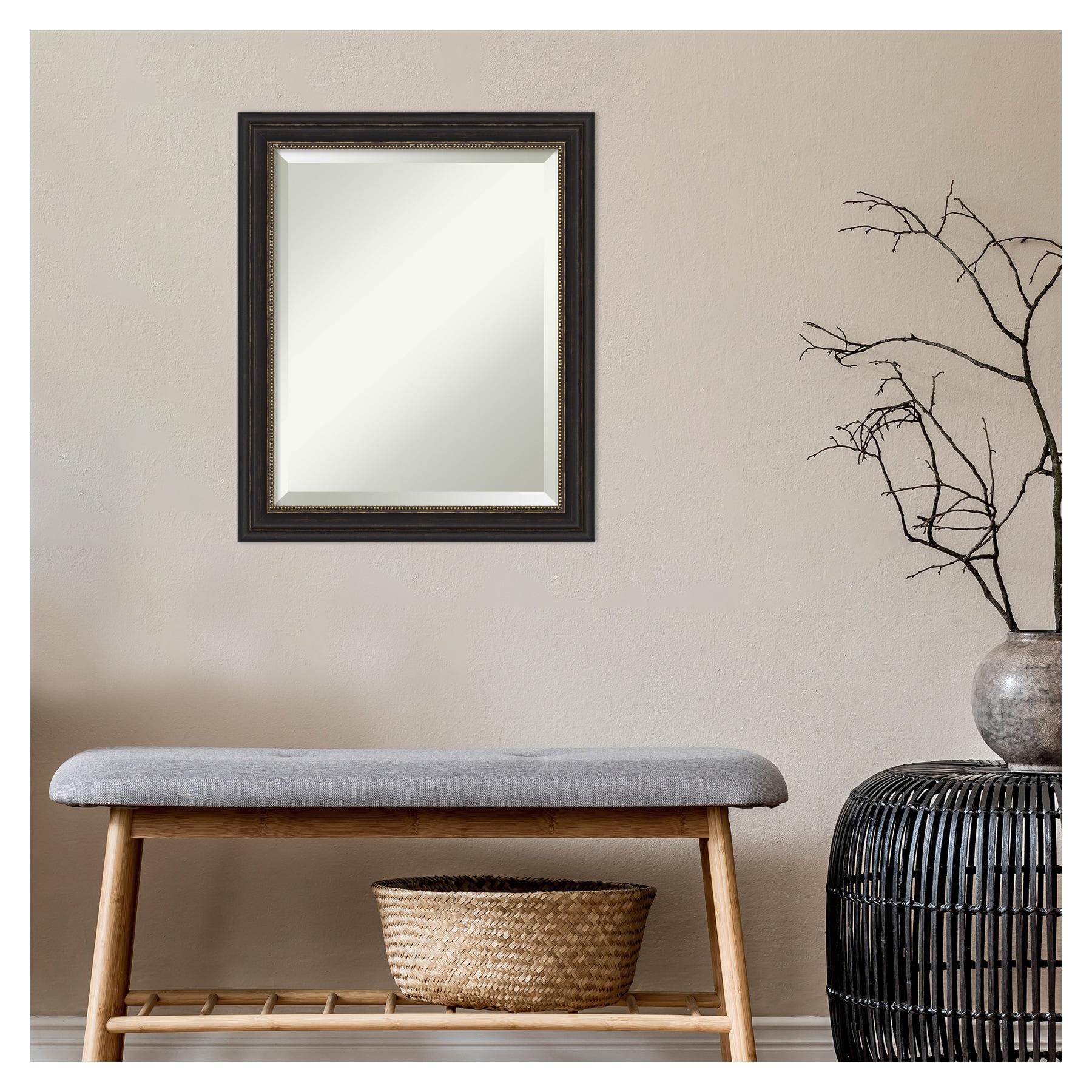 Amanti Art Accent Bronze Narrow Beveled Wood Wall Mirror 23.5 x 19.5 in.